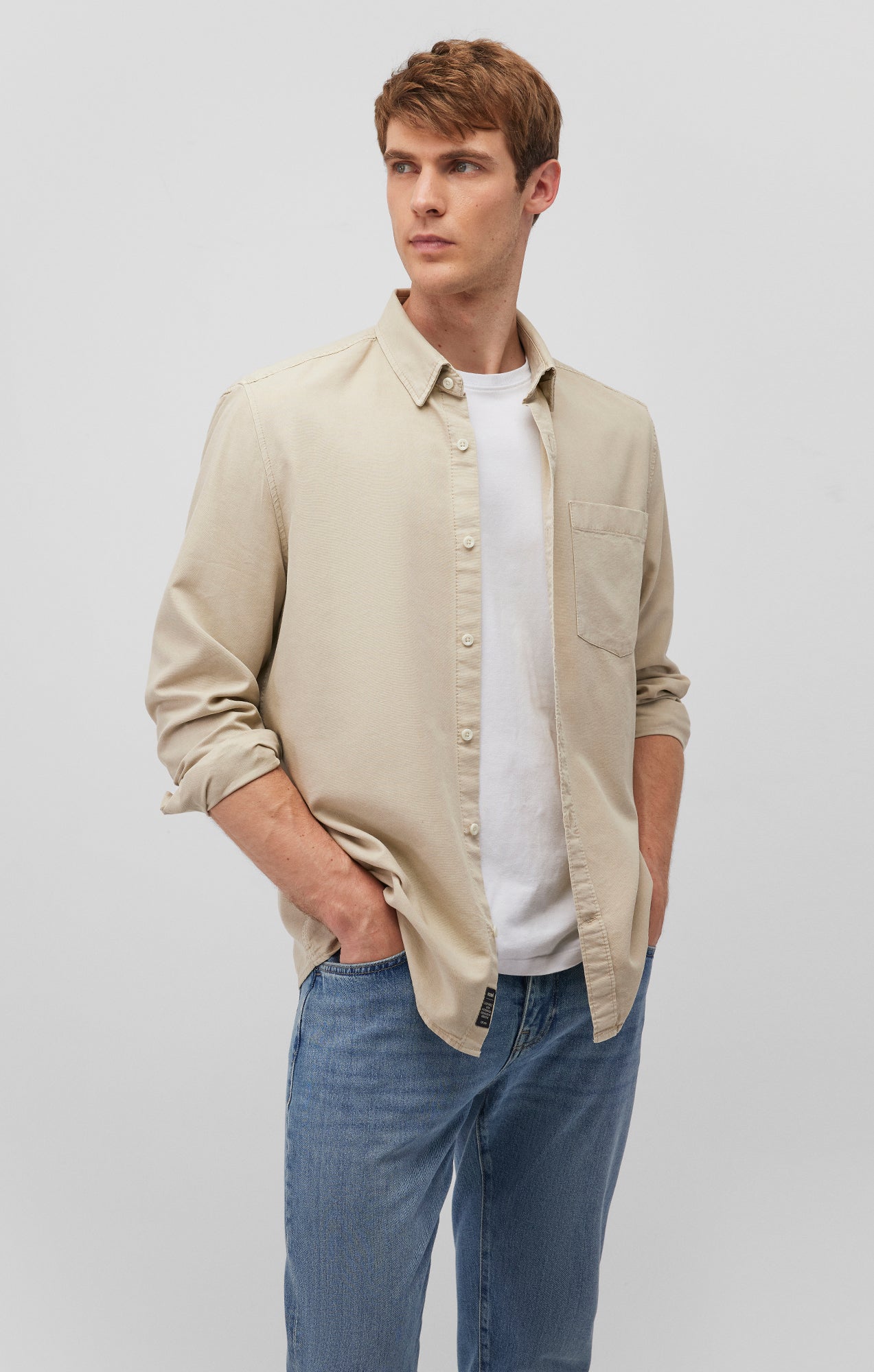 ONE POCKET BUTTON-UP SHIRT IN PELICAN - Mavi Jeans