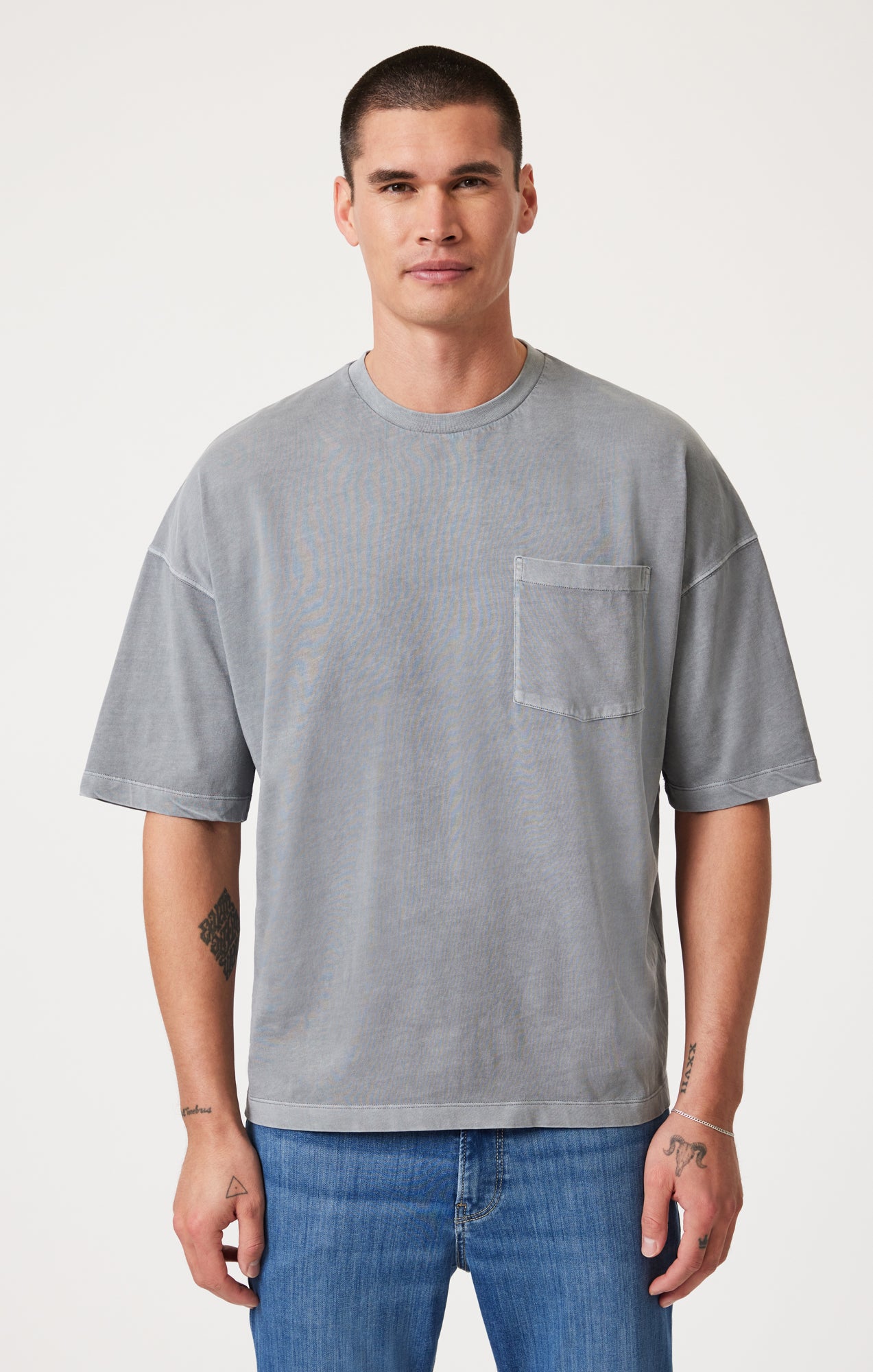 BOXY POCKET T-SHIRT IN WILD DOVE - Mavi Jeans