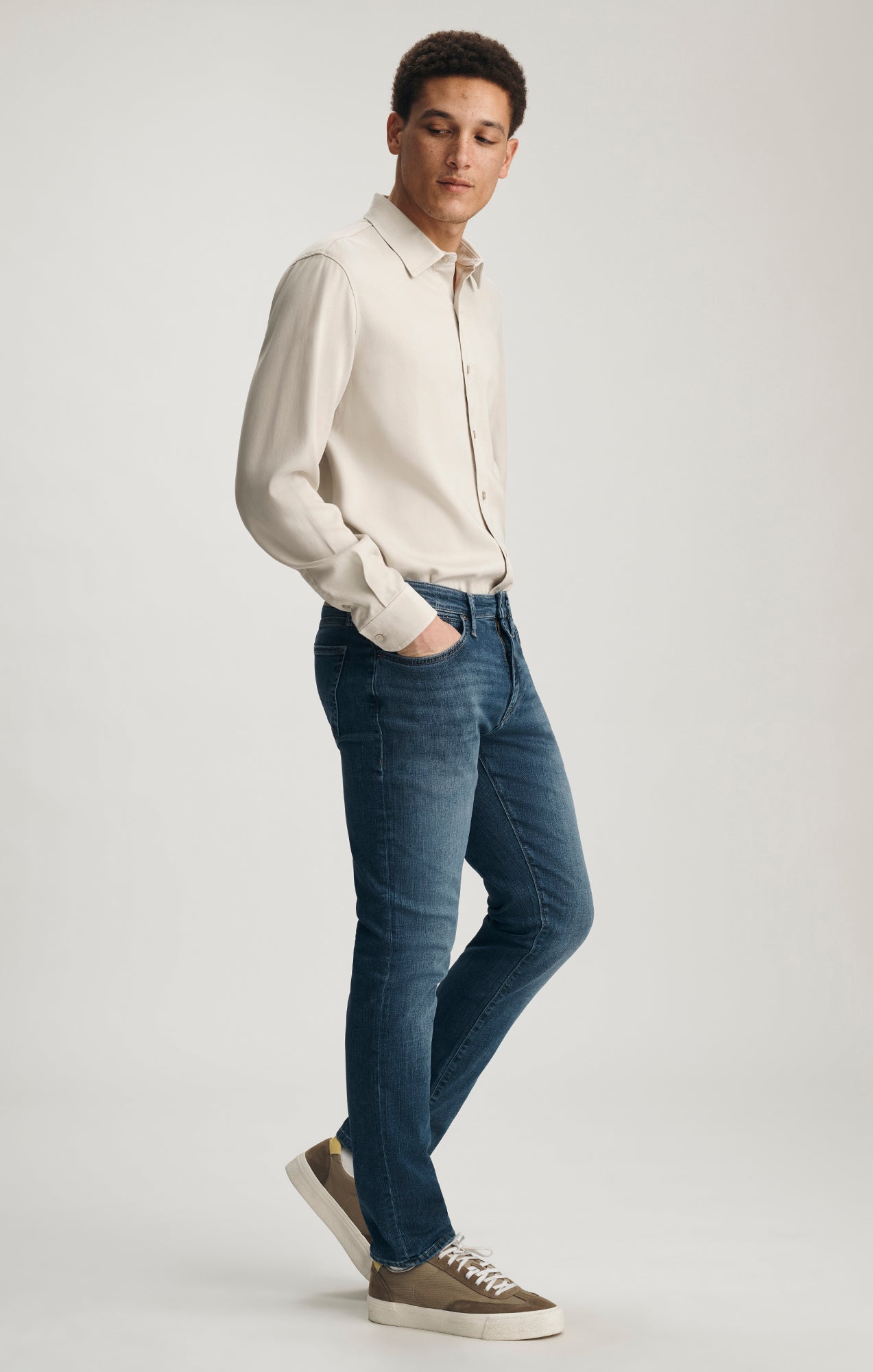 MARCUS SLIM STRAIGHT LEG IN MID USED BRUSHED ORGANIC VINTAGE - Mavi Jeans