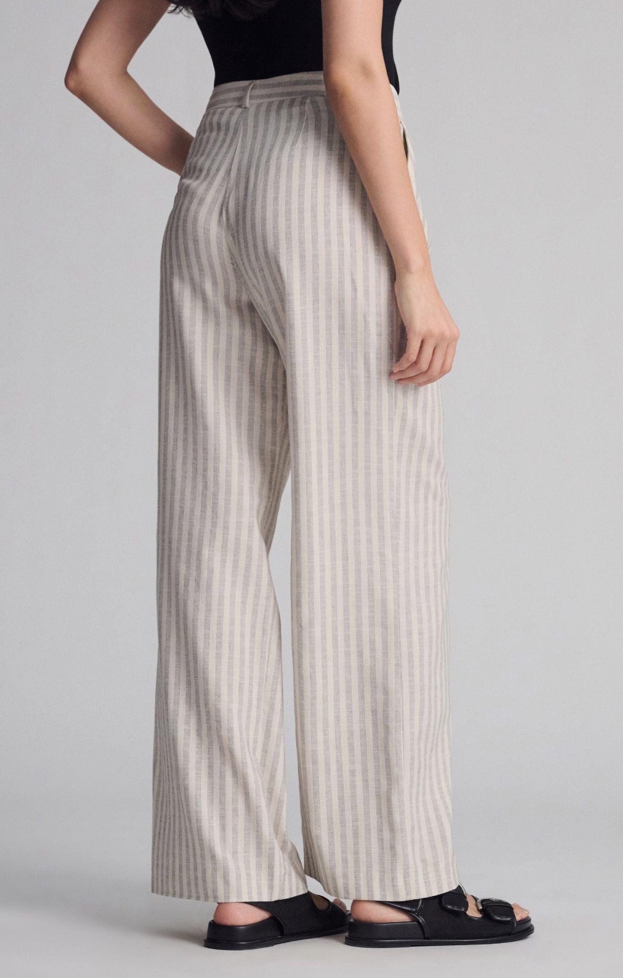 WOVEN BUTTON PANTS IN BLACK STRIPE - Mavi Jeans