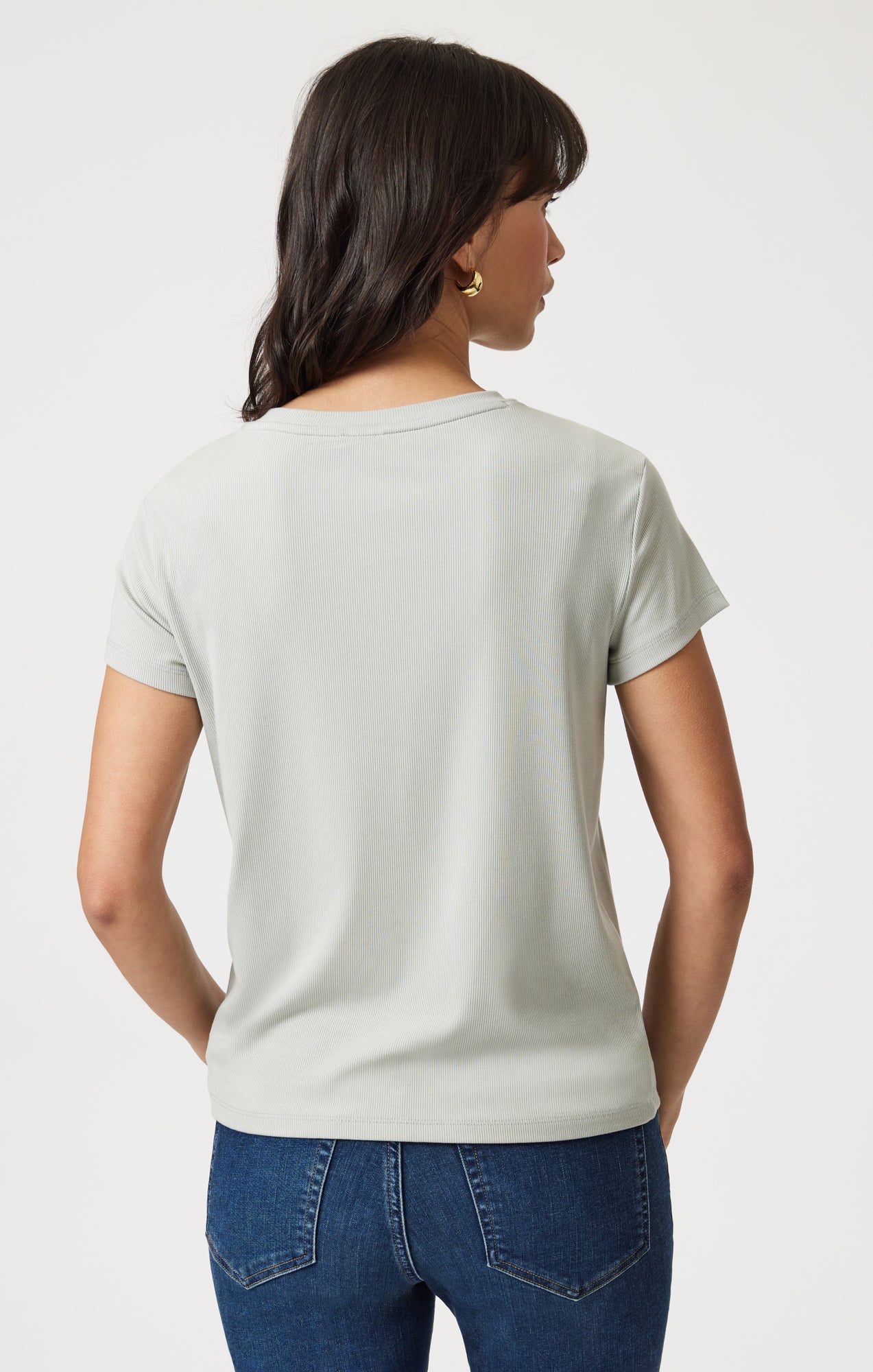 LUXE TOUCH TENCEL™ RIBBED T-SHIRT IN PIGEON - Mavi Jeans