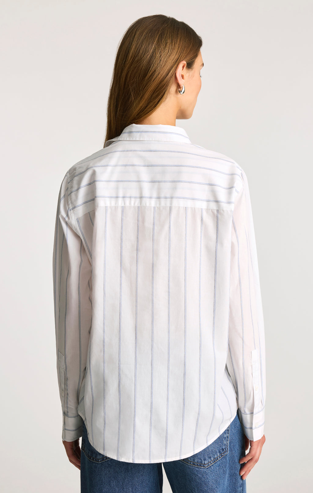 LONG SLEEVE BUTTON-UP SHIRT IN BLUE STRIPED - Mavi Jeans