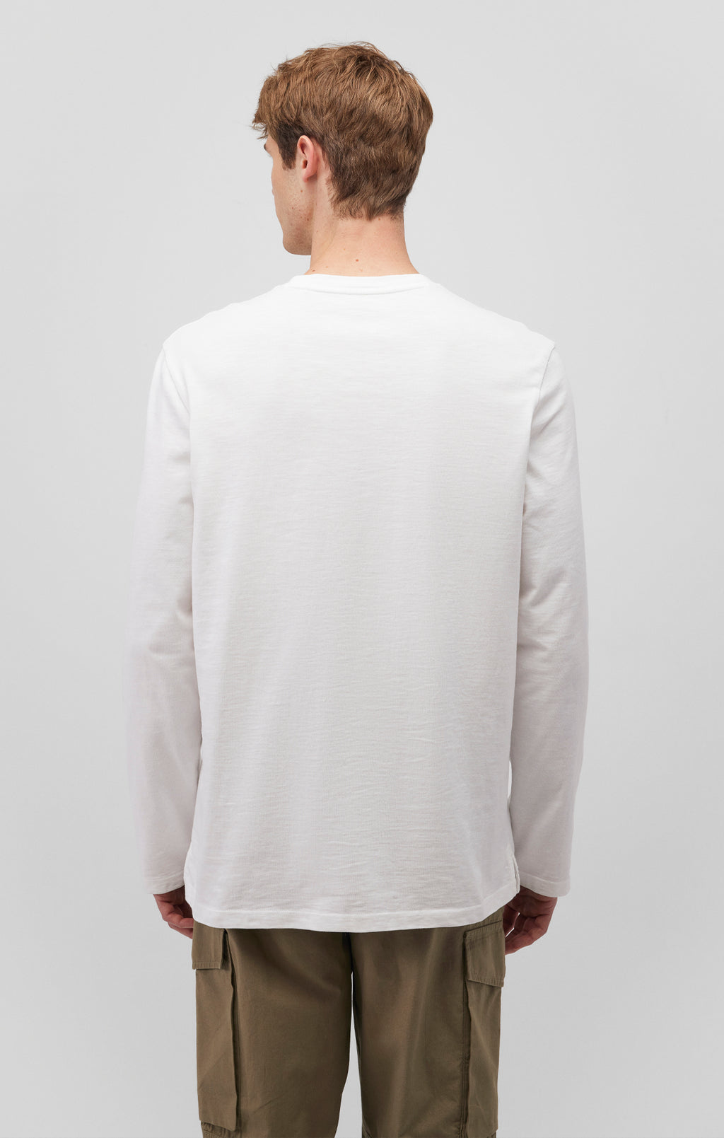LONG SLEEVE CREW NECK T-SHIRT IN ANTIQUE WHITE - Mavi Jeans
