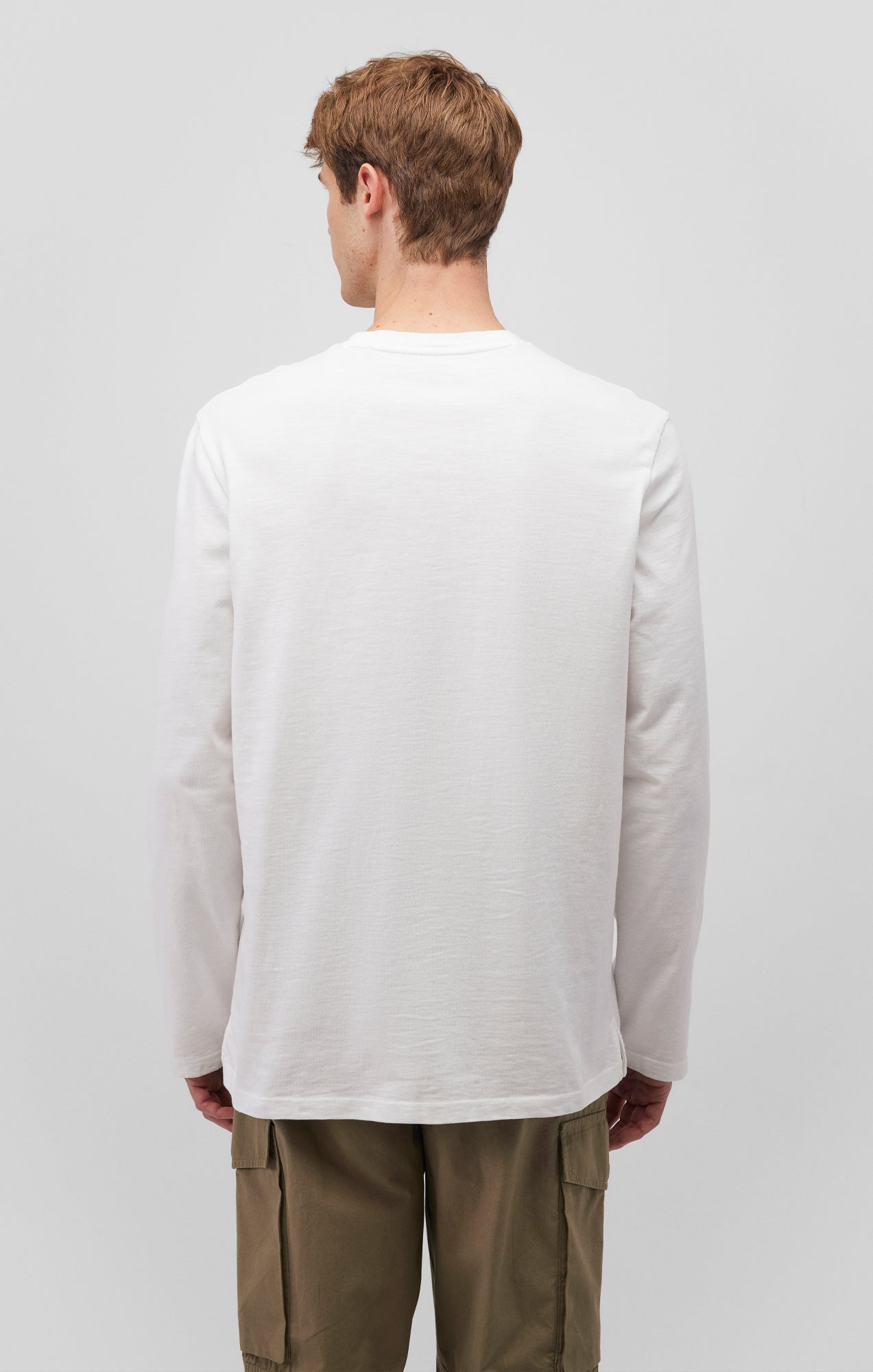 LONG SLEEVE CREW NECK T-SHIRT IN ANTIQUE WHITE - Mavi Jeans