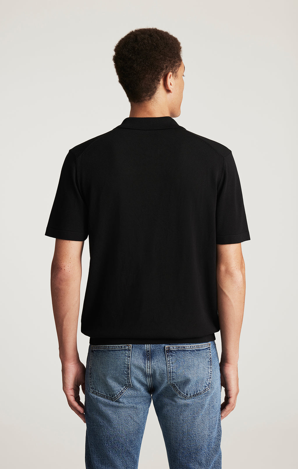 EDITION SHORT SLEEVE POLO SWEATER IN BLACK - Mavi Jeans