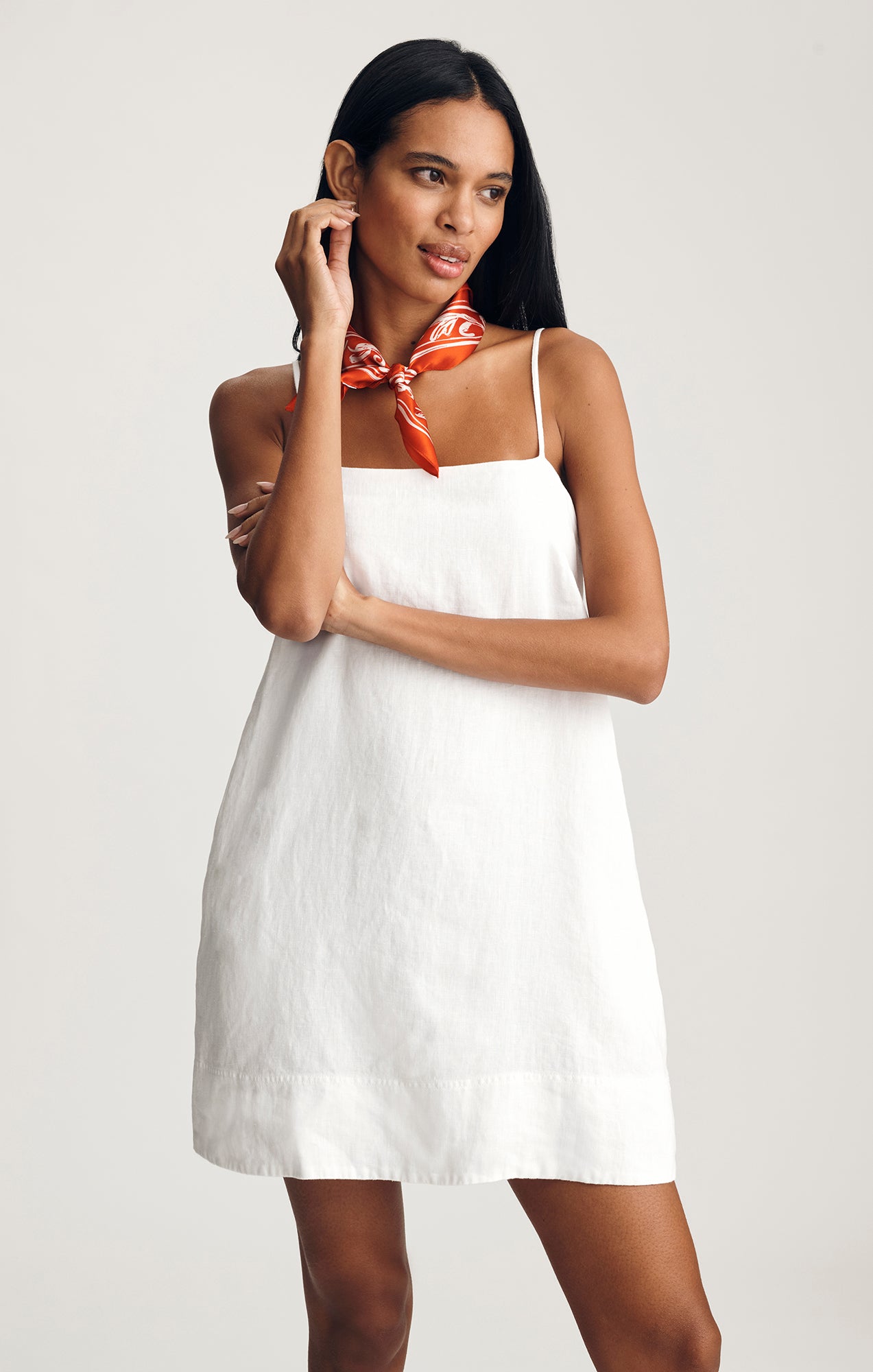 LINEN CAMI MINI DRESS IN WHITE - Mavi Jeans