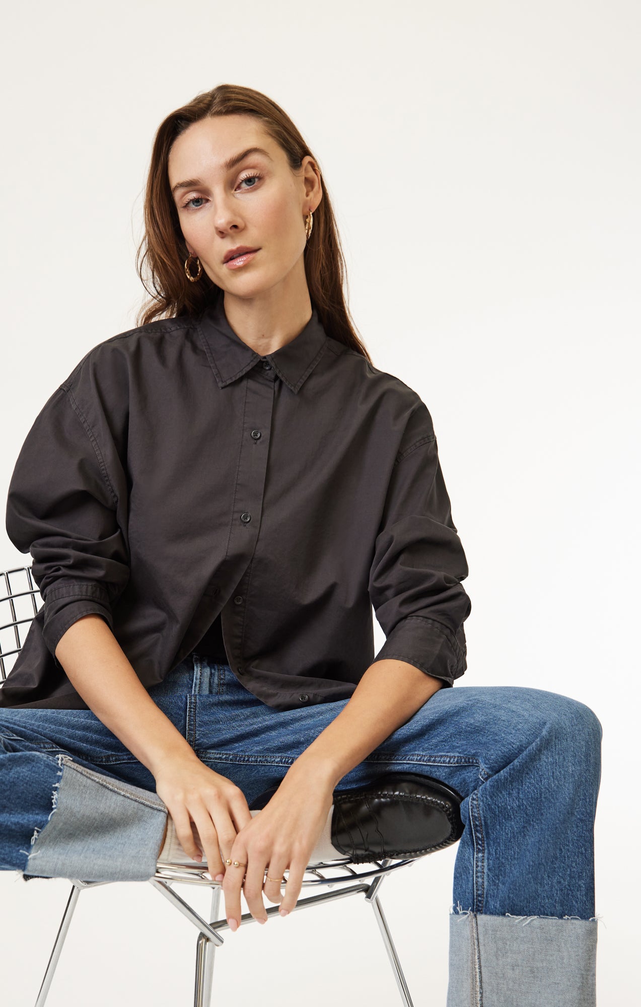 Mavi Women's Long Sleeve Button-Up Shirt In Magnet – Mavi Canada