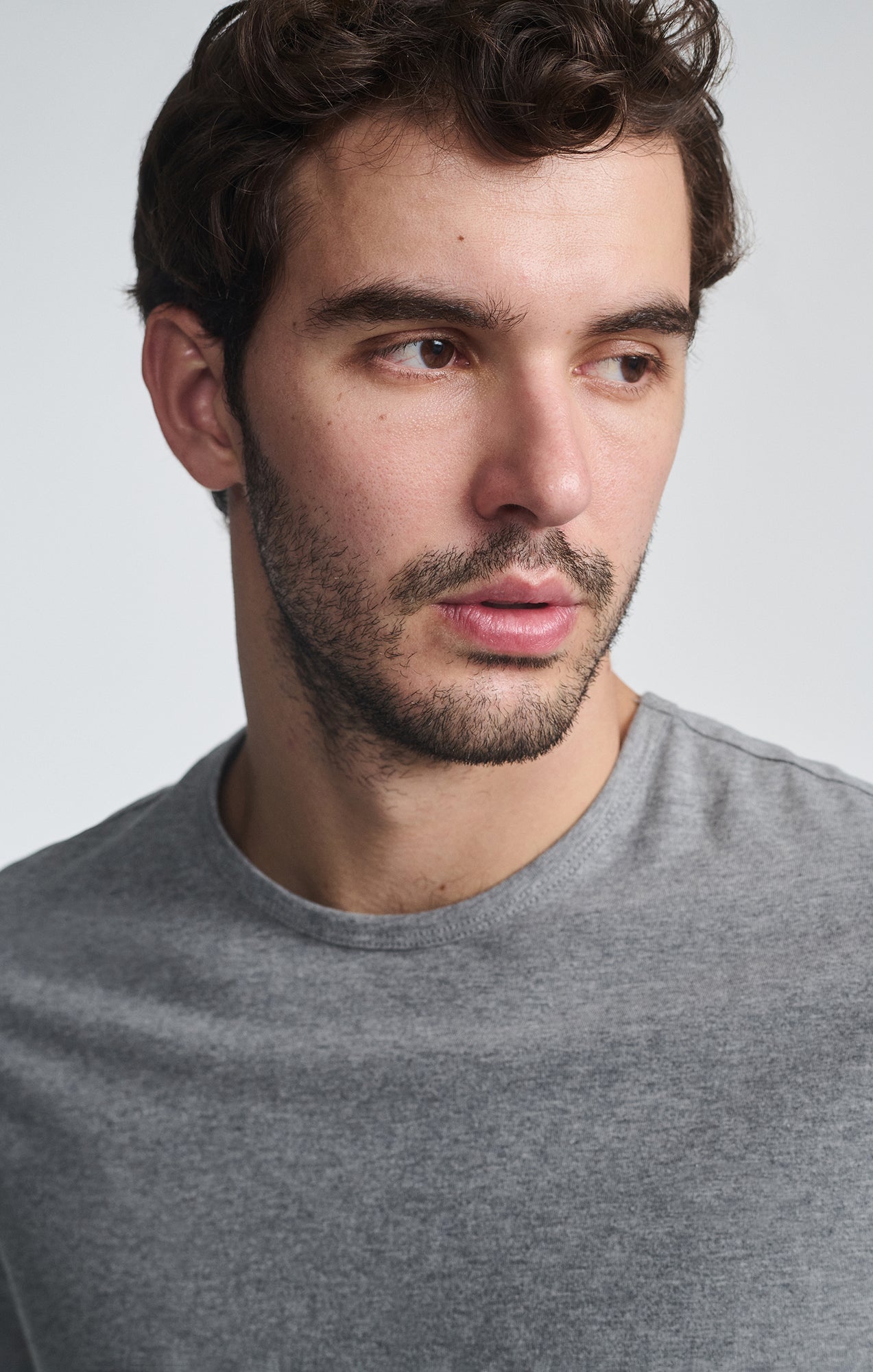 SHORT SLEEVE CREW NECK T-SHIRT IN GREY MELANGE - Mavi Jeans