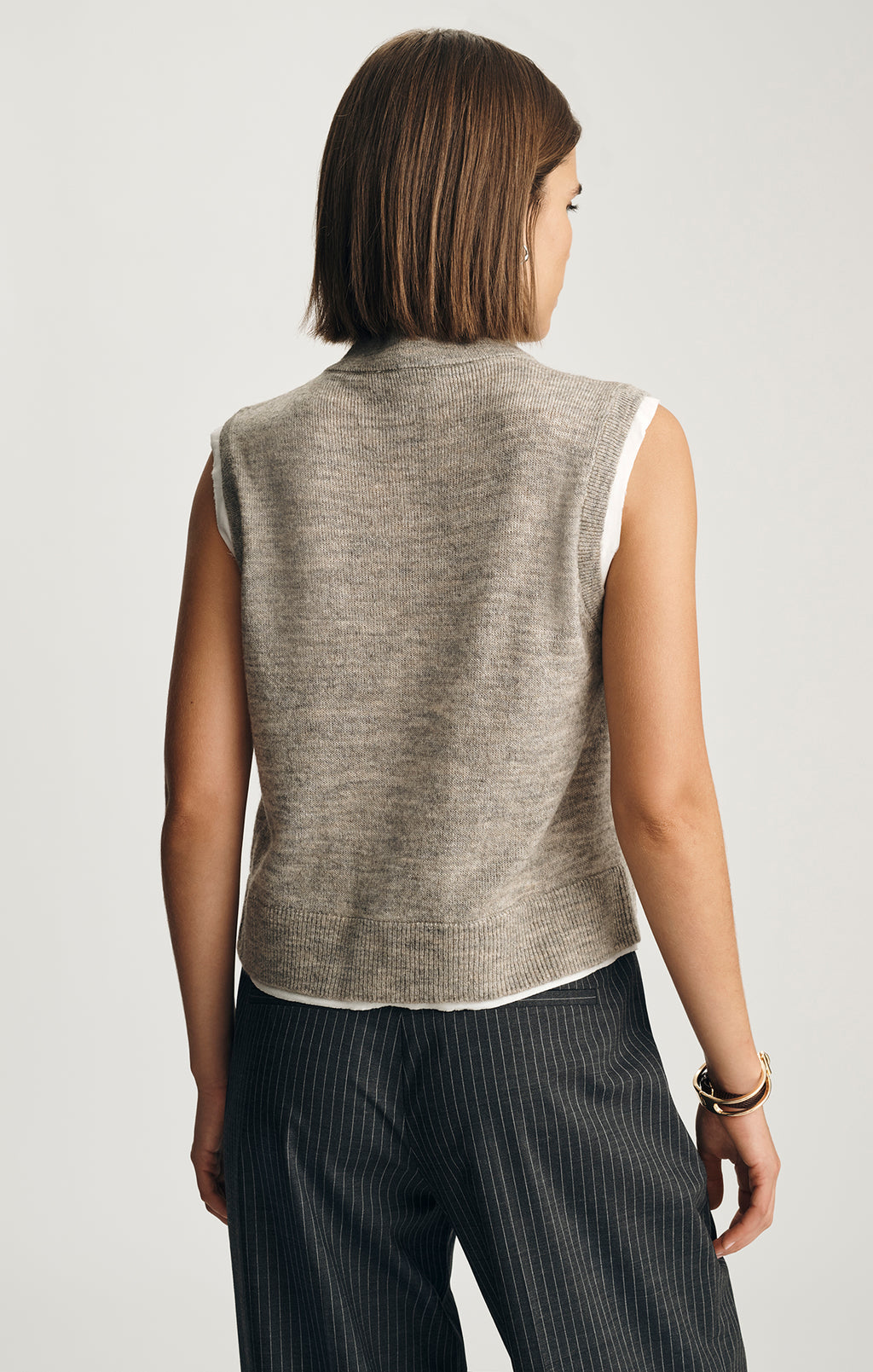 CARDIGAN SWEATER VEST IN MID GREY MELANGE - Mavi Jeans