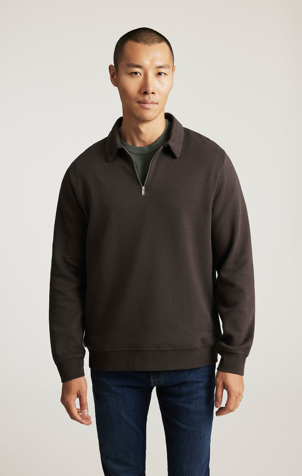 HALF ZIP SWEATSHIRT IN AFTER DARK - Mavi Jeans