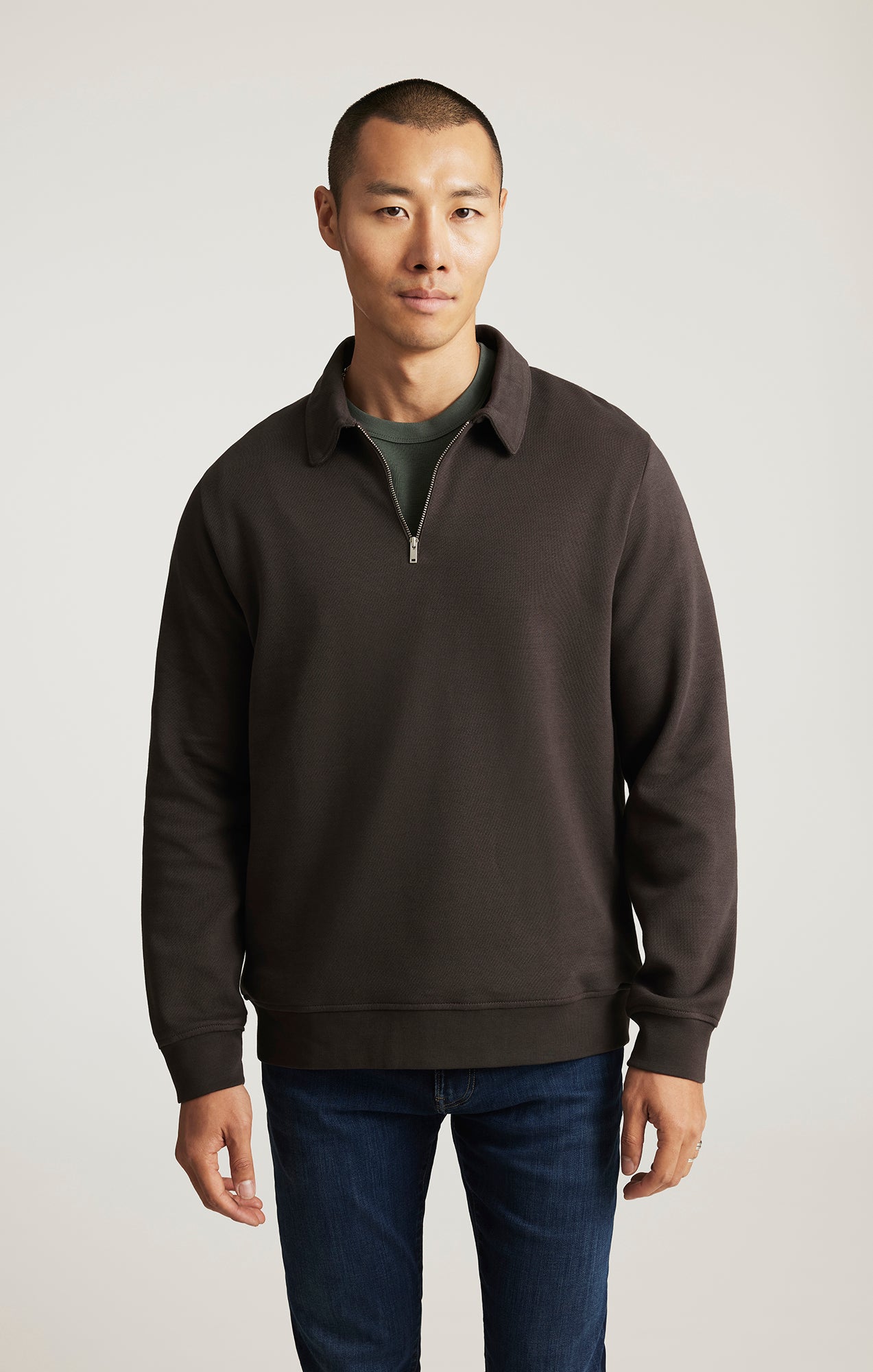 HALF ZIP SWEATSHIRT IN AFTER DARK - Mavi Jeans