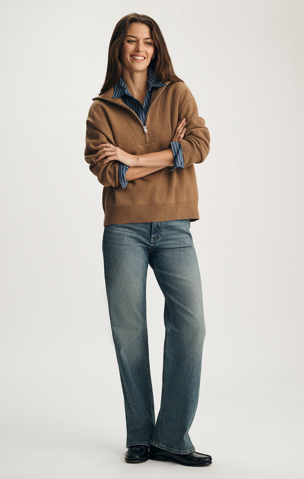 HALF ZIP SWEATER IN KELP