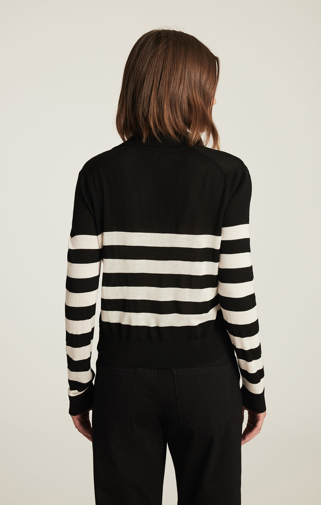 EDITION WOOL PULLOVER SWEATER IN BLACK STRIPE