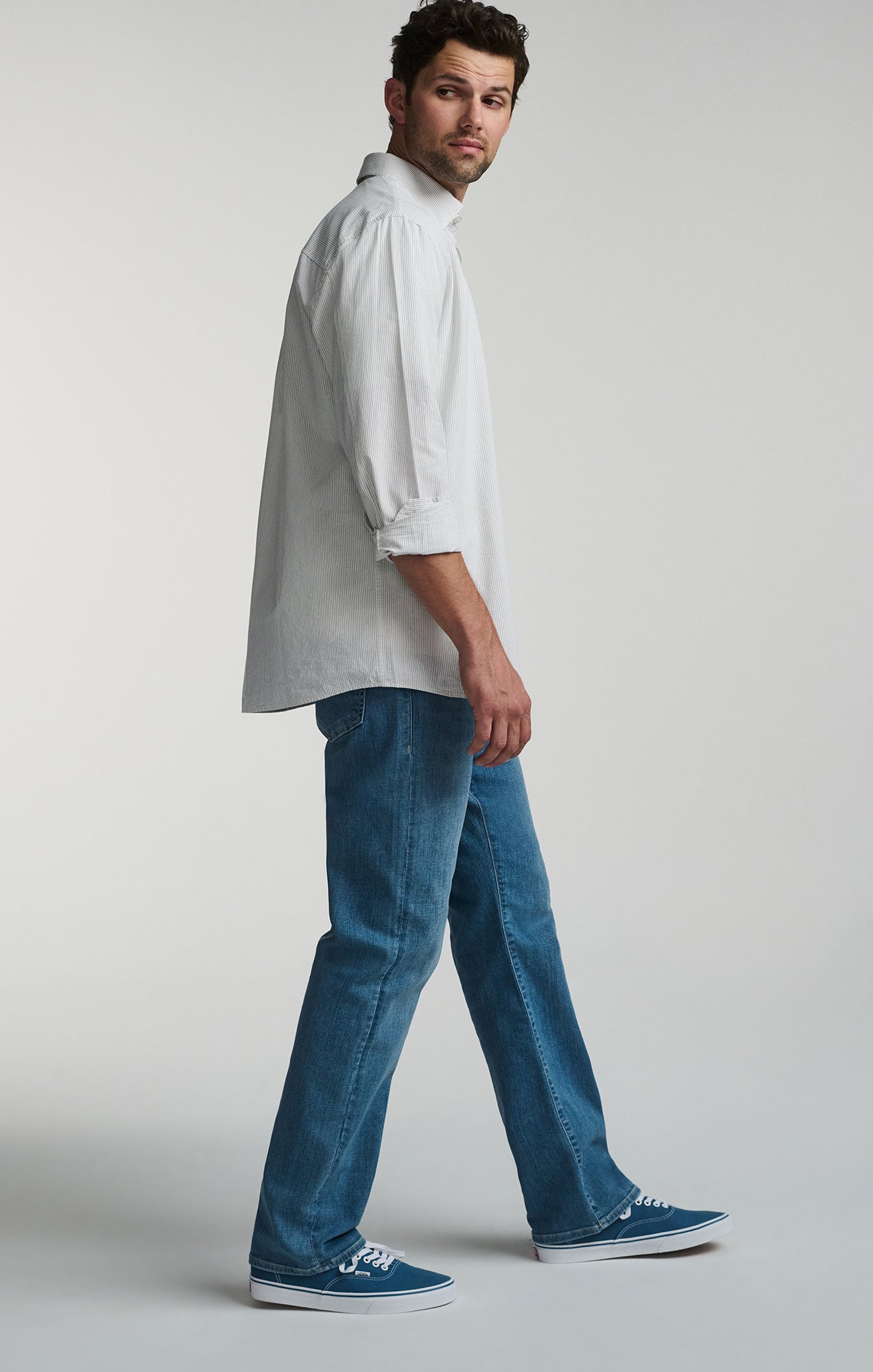 LONG SLEEVE BUTTON-UP TENCEL™ SHIRT IN BLACK IRIS - Mavi Jeans
