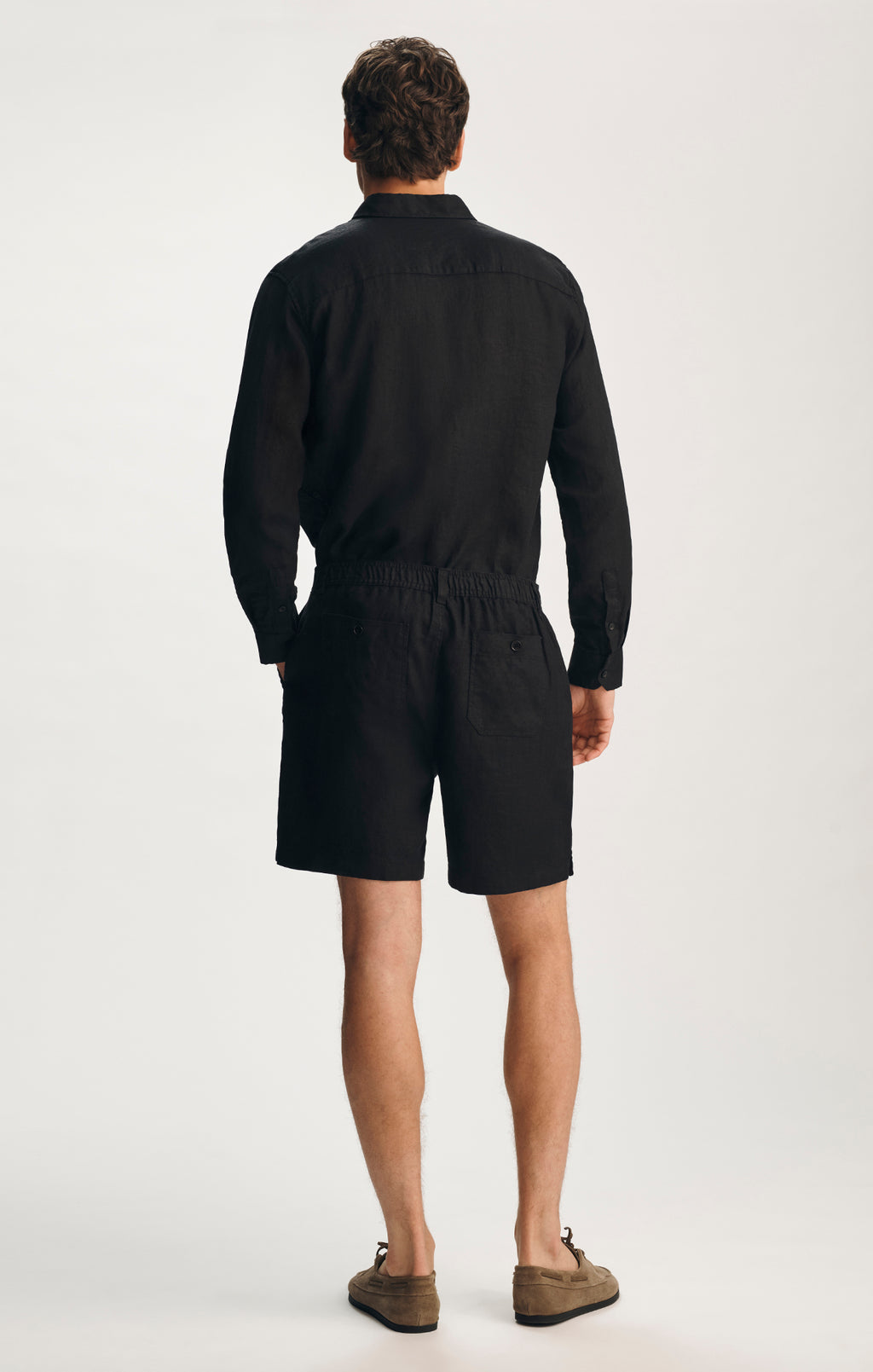 LINEN 7" INSEAM SHORTS IN BLACK - Mavi Jeans