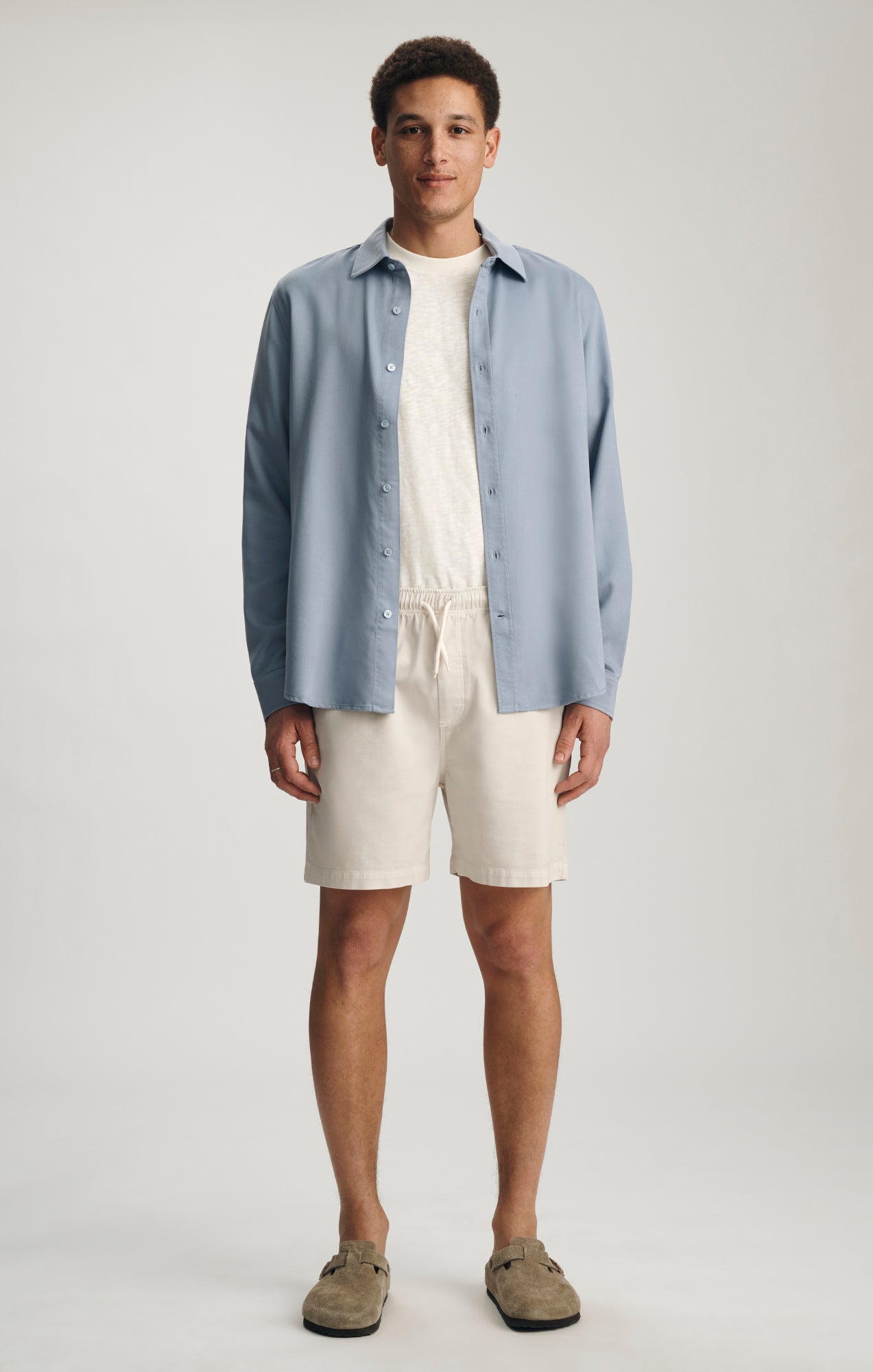 TENCEL DRAWSTRING 7" INSEAM SHORTS IN LUNAR ROCK - Mavi Jeans