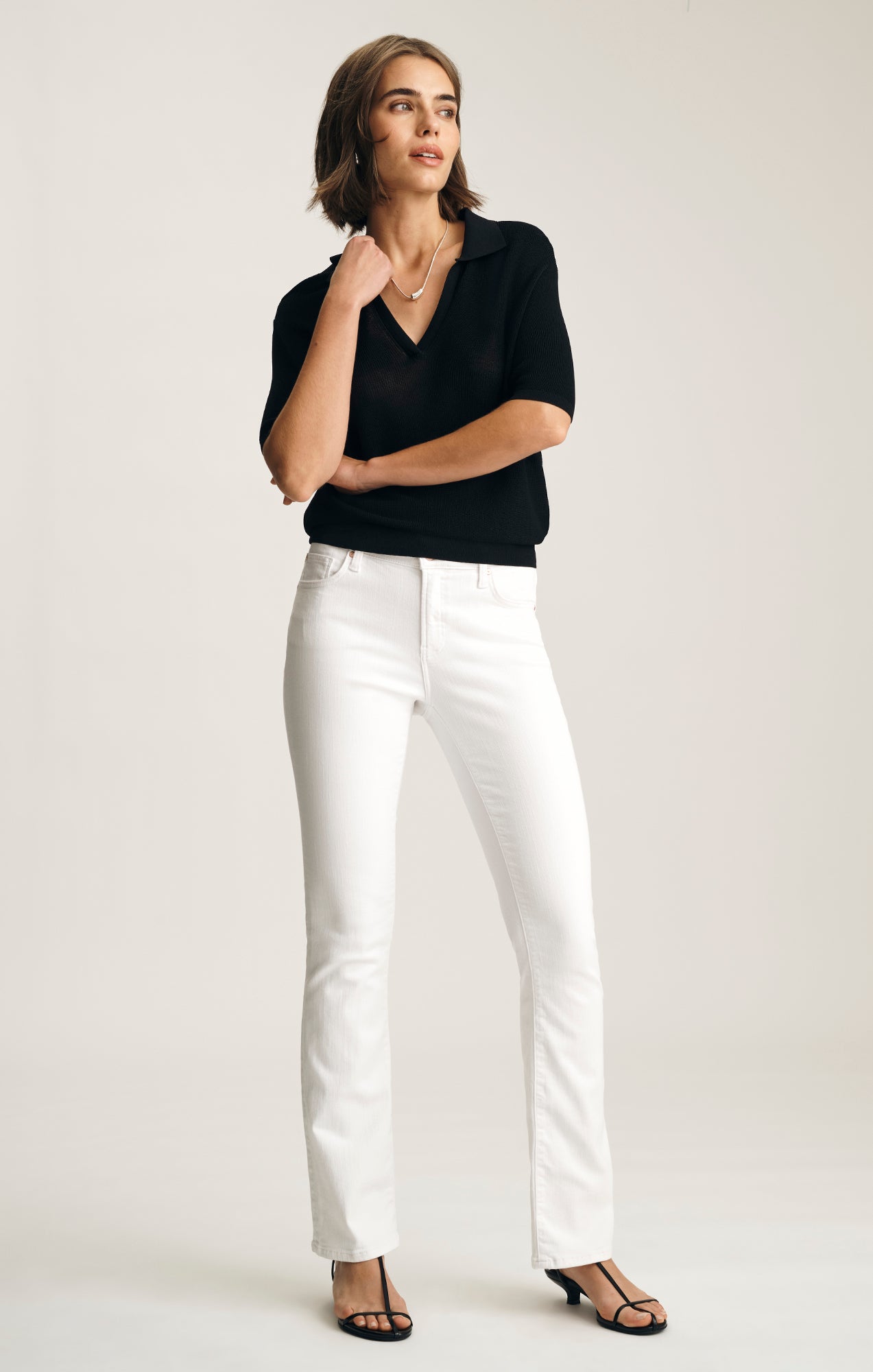SHORT SLEEVE POLO SWEATER IN BLACK - Mavi Jeans