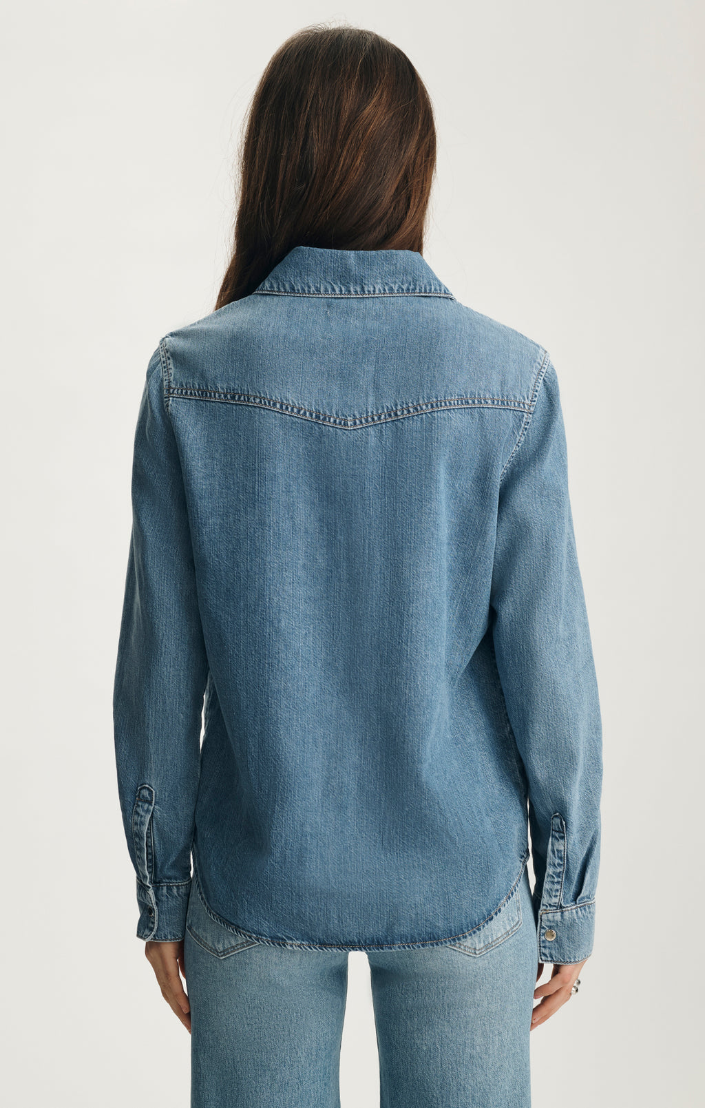 ANGELA DENIM SHIRT IN MID BLUE FEATHER BLUE - Mavi Jeans