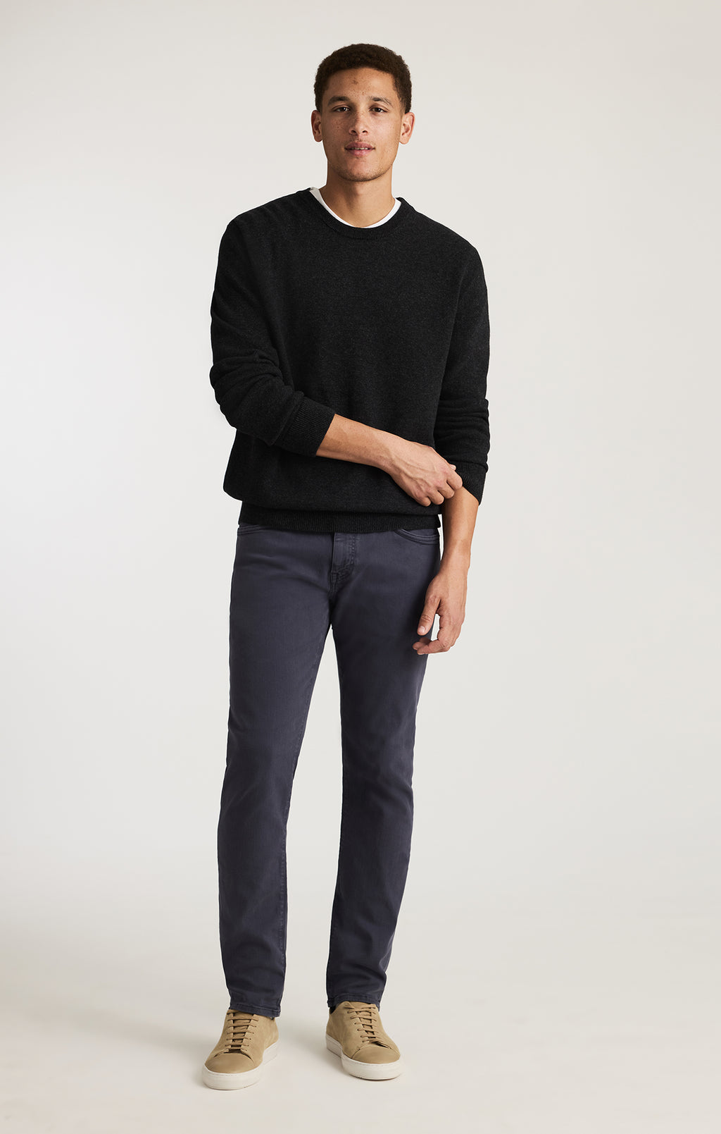 CREW NECK SWEATER IN ANTHRACITE MELANGE - Mavi Jeans