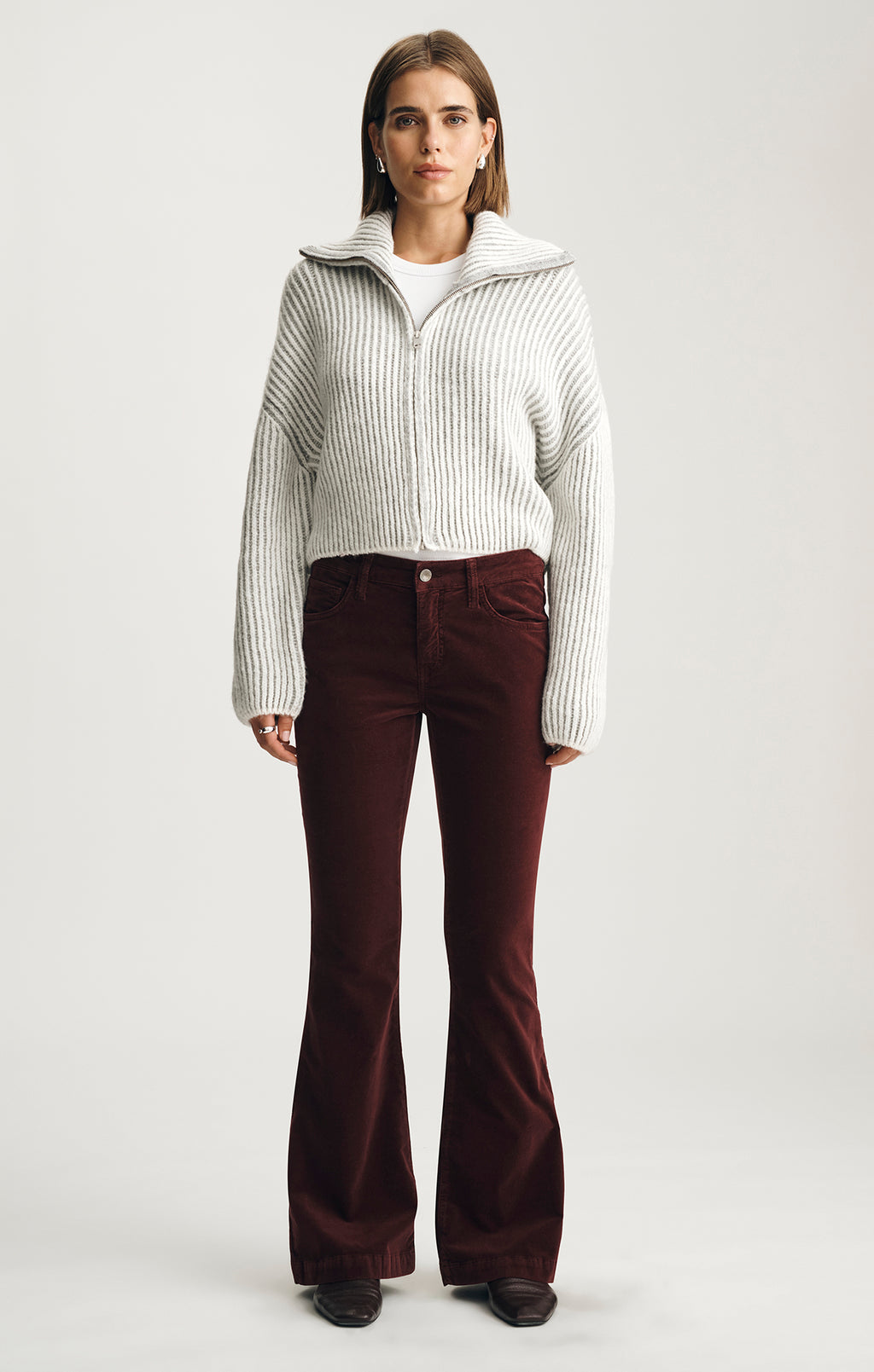 SYDNEY FLARE IN BURGUNDY VELVET