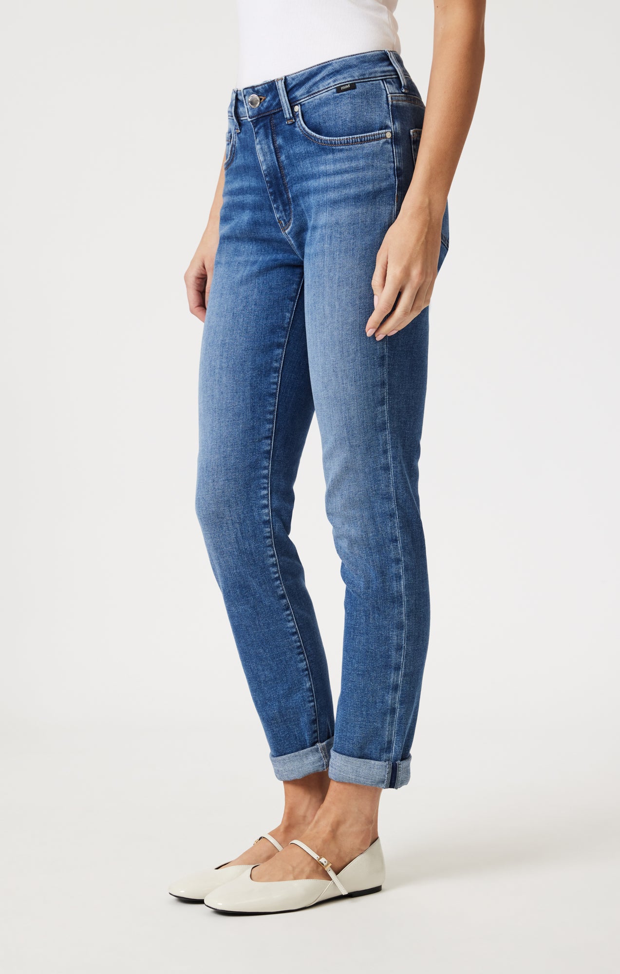 KATHLEEN SLIM BOYFRIEND IN MID BRUSHED FEATHER BLUE - Mavi Jeans