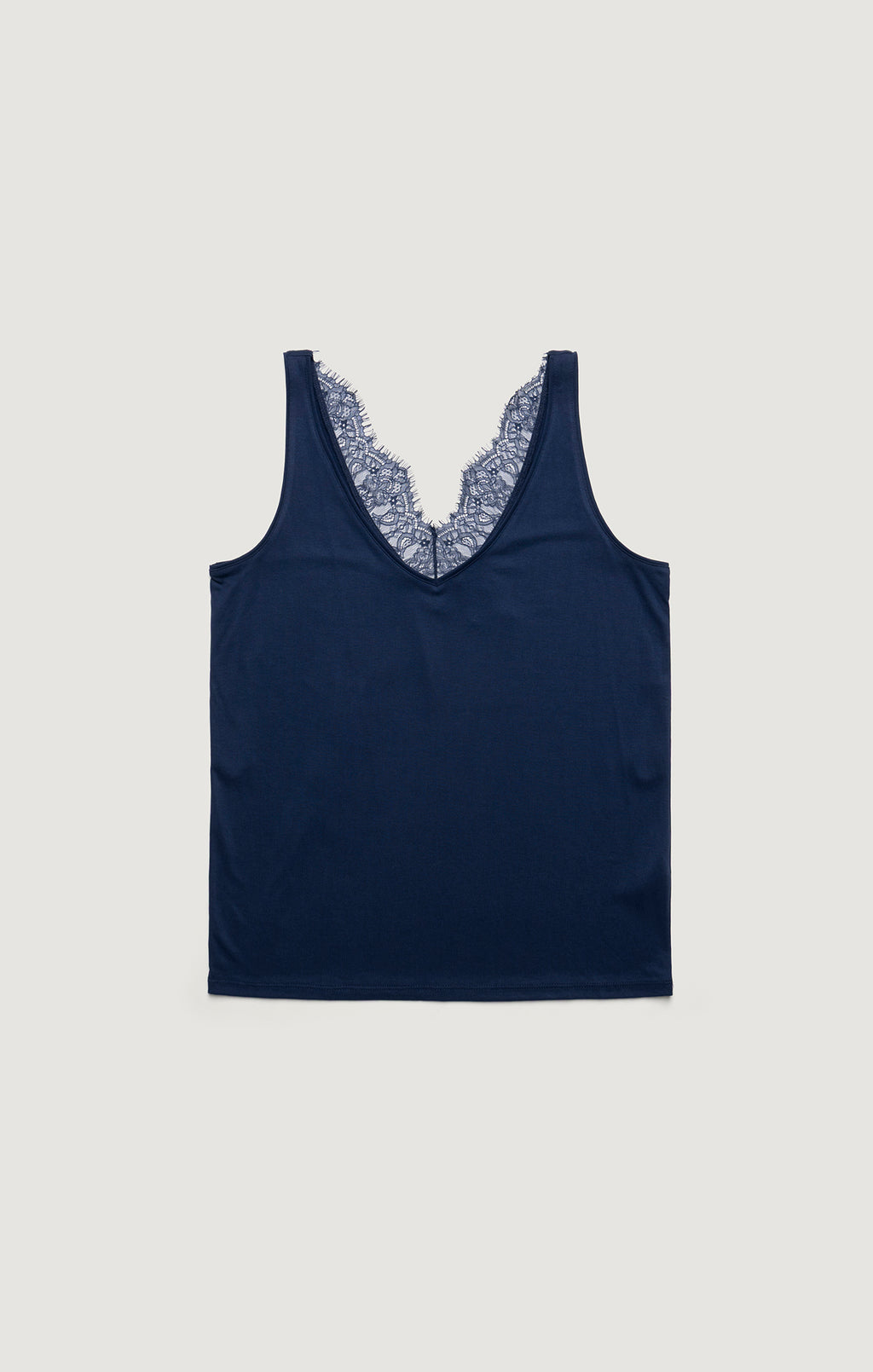 LUXE TOUCH TENCEL™ LACE TANK TOP IN MEDIEVAL BLUE - Mavi Jeans