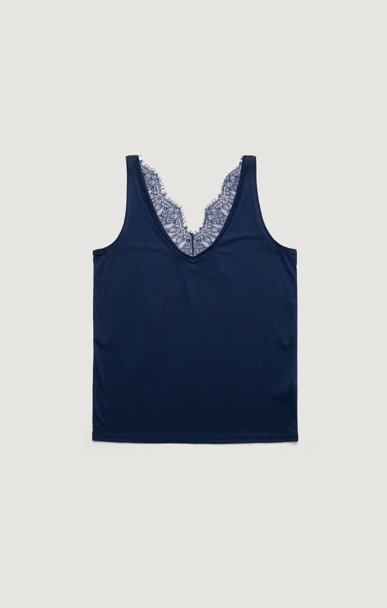 LUXE TOUCH TENCEL™ LACE TANK TOP IN MEDIEVAL BLUE - Mavi Jeans