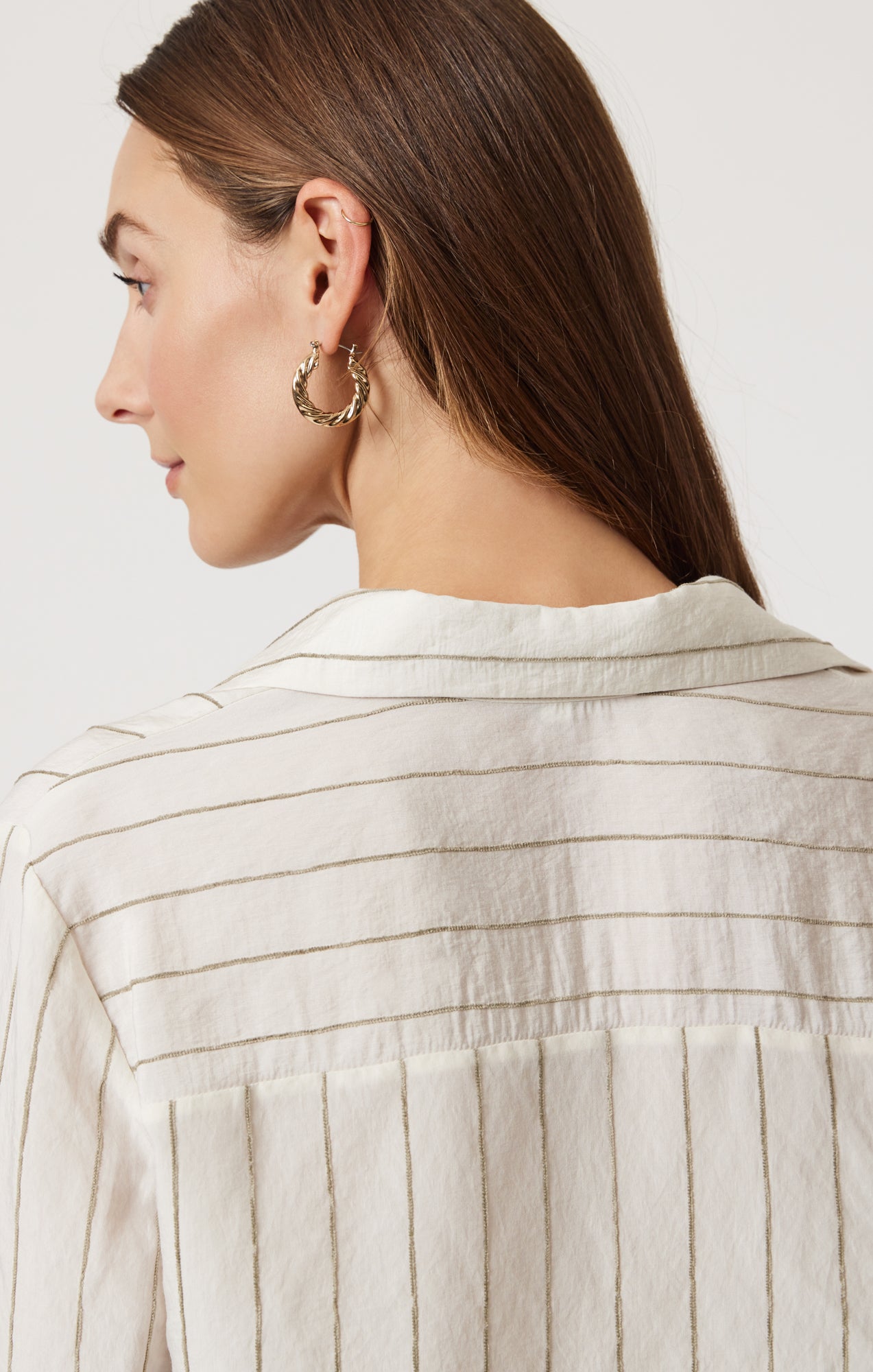 POCKET LONG SLEEVE SHIRT IN KHAKI STRIPE - Mavi Jeans