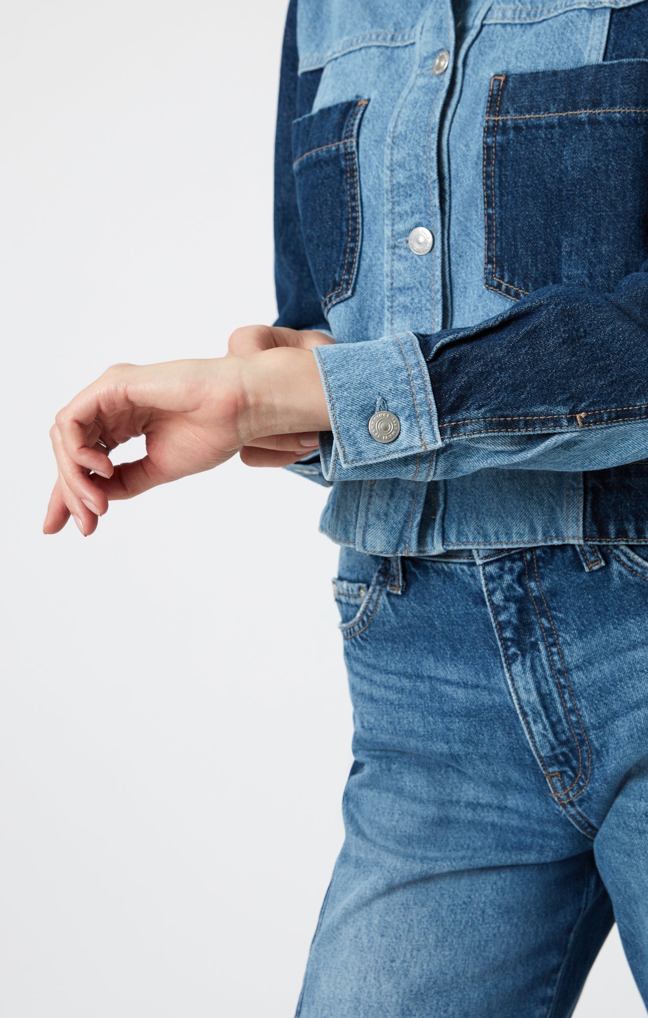TANYA DENIM JACKET IN MIX BLUE BLOCKING - Mavi Jeans