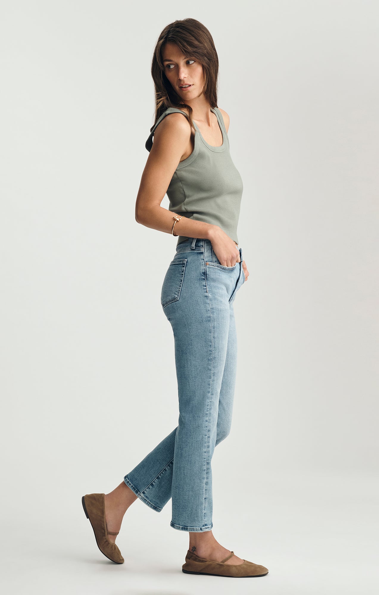 ANIKA CROPPED FLARE IN LIGHT BRUSHED FLEX BLUE - Mavi Jeans