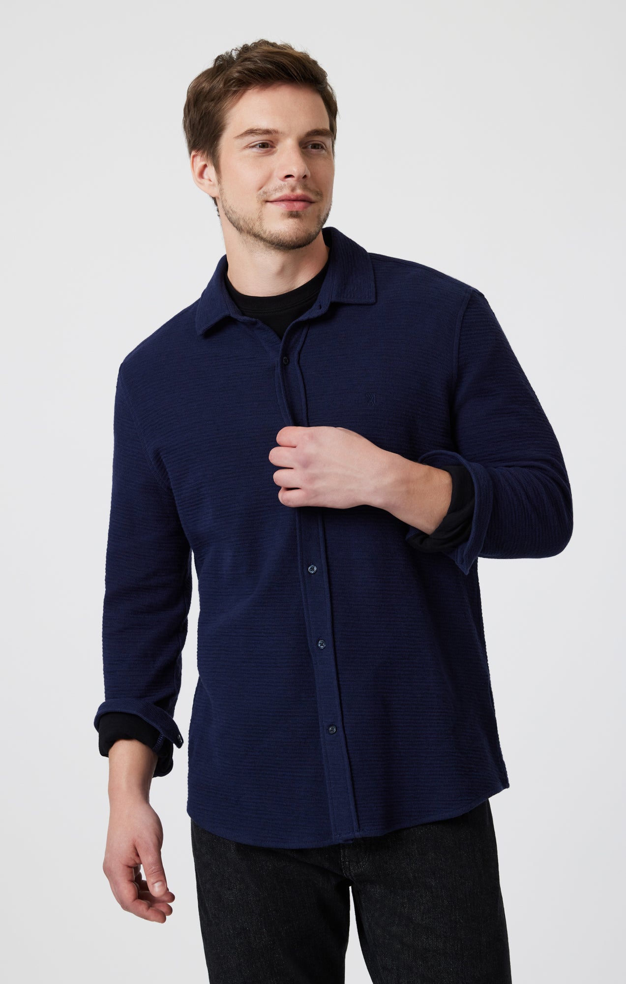 BUTTON-UP LONG SLEEVE SHIRT IN MARITIME BLUE - Mavi Jeans
