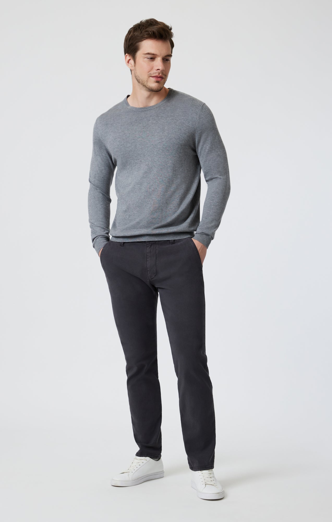 MILTON SLIM STRAIGHT CHINO IN ASH LUXE TWILL - Mavi Jeans