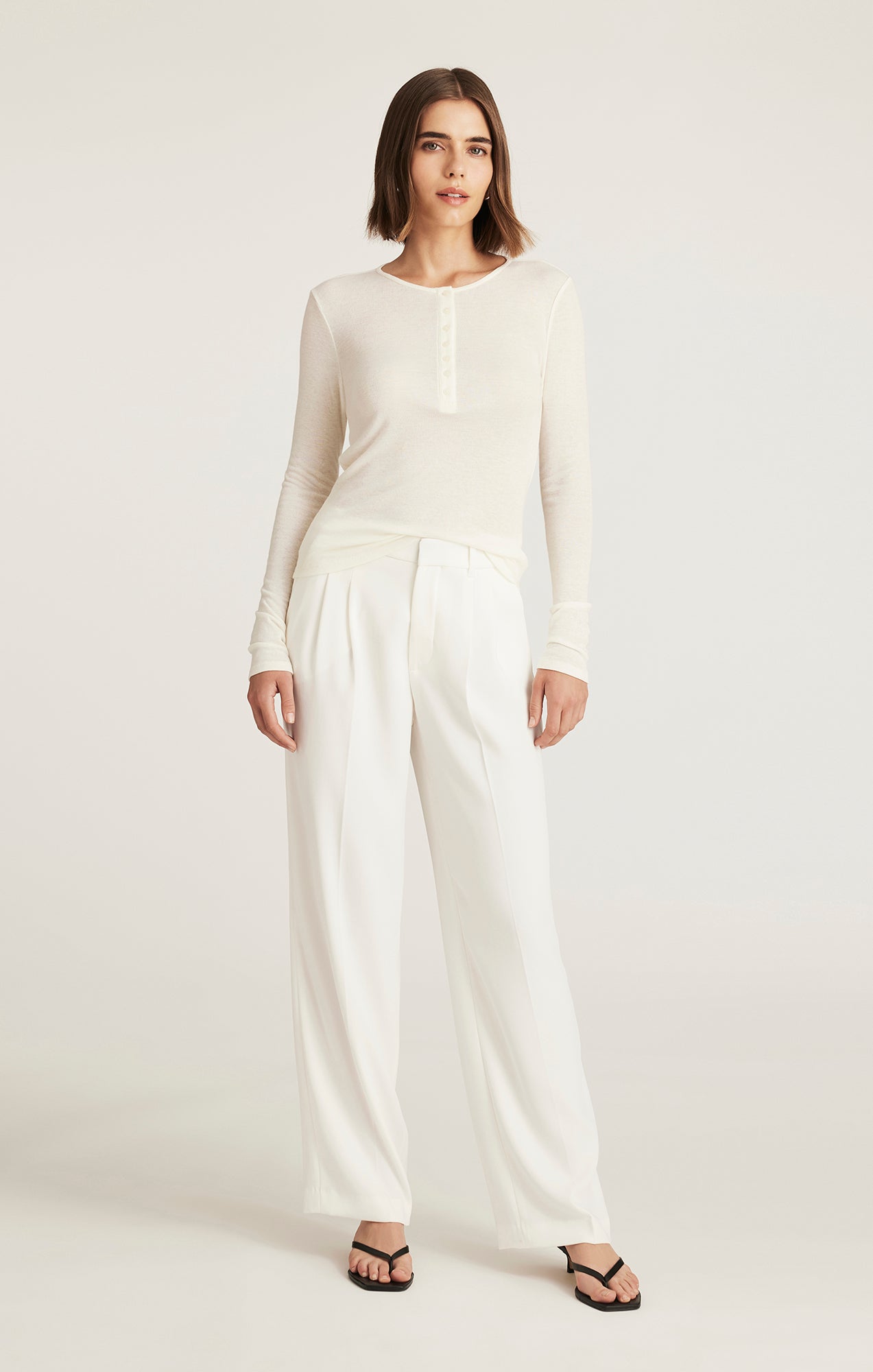 EDITION LONG SLEEVE HENLEY T-SHIRT IN MARSHMALLOW - Mavi Jeans