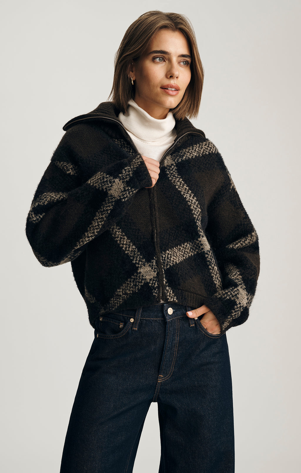 ZIP-UP CARDIGAN IN CHOCOLATE MARTINI - Mavi Jeans