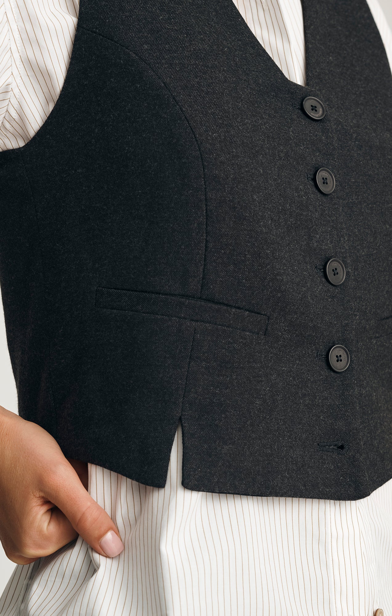 EDITION BUTTON-UP VEST IN ANTRASIT MELANGE - Mavi Jeans