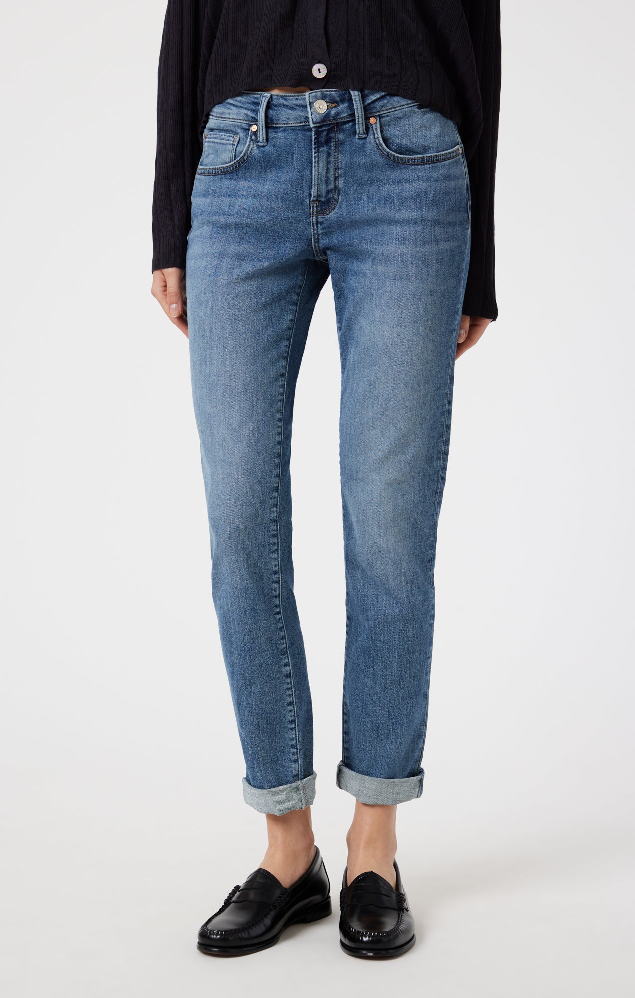 EMMA SLIM BOYFRIEND IN MID SHADED FLEX BLUE - Mavi Jeans