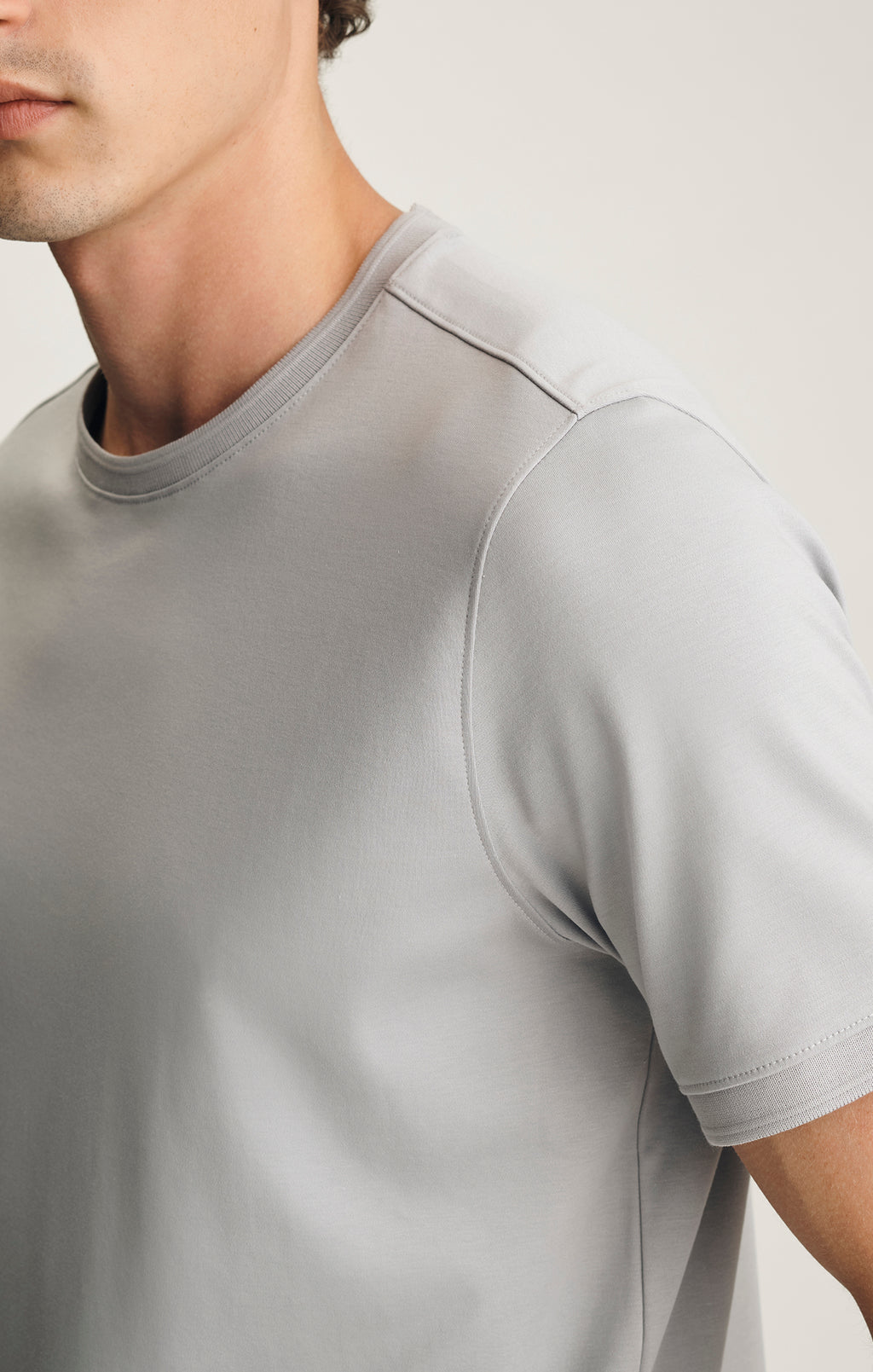 INTERLOCK CREW NECK T-SHIRT IN ALLOY - Mavi Jeans