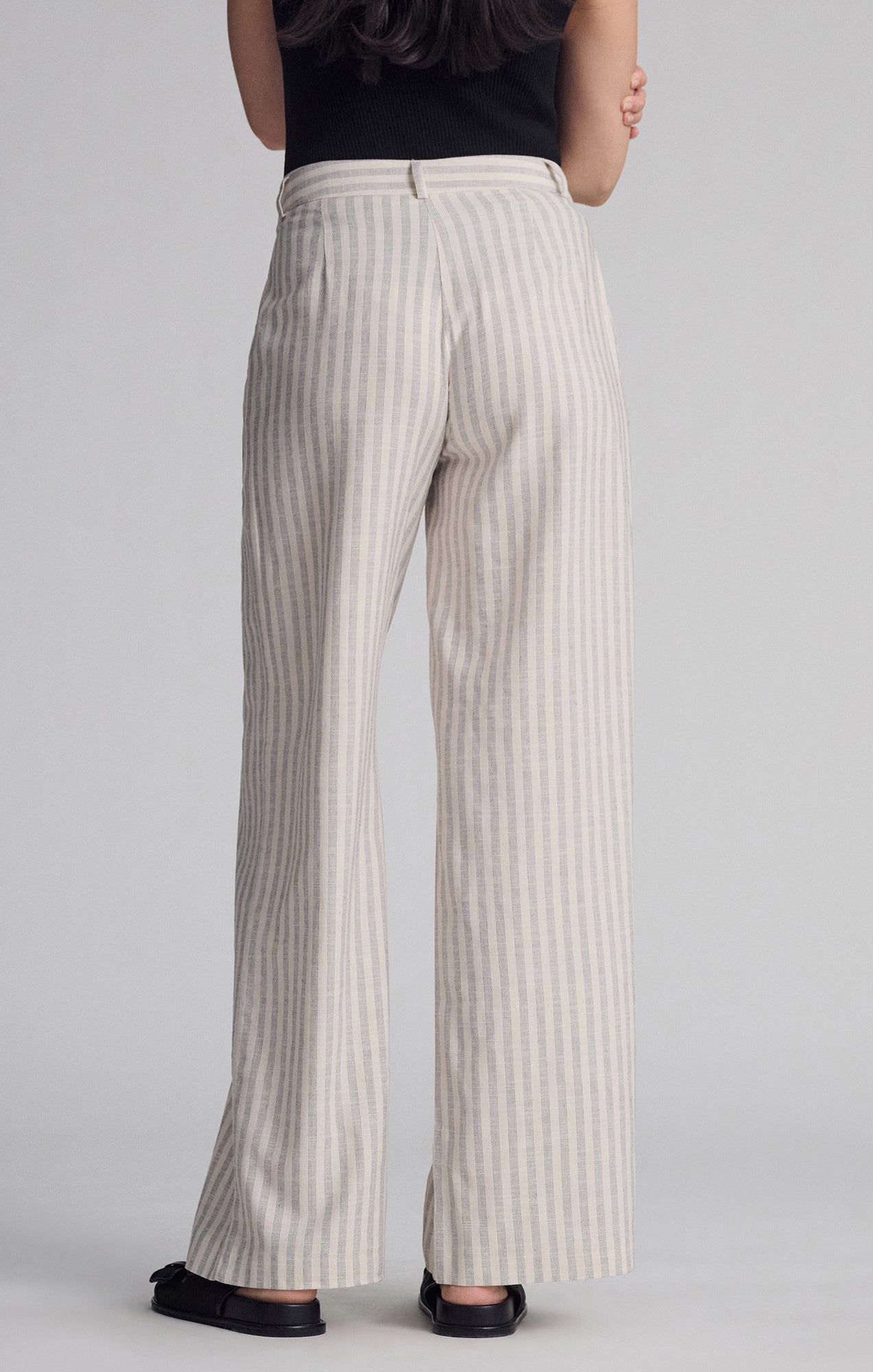 WOVEN BUTTON PANTS IN BLACK STRIPE - Mavi Jeans