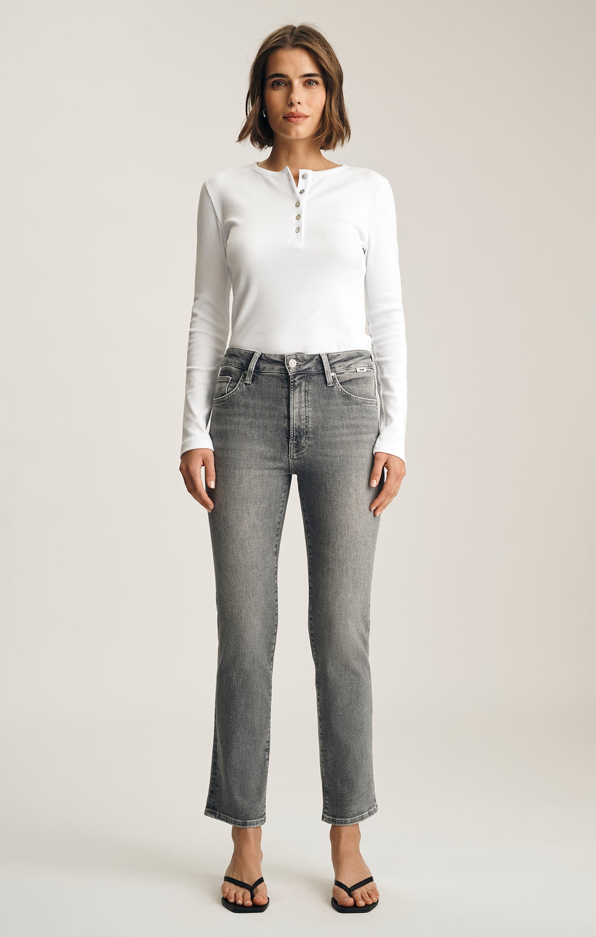 KENDRA STRAIGHT LEG IN GREY USED FLEX BLUE - Mavi Jeans