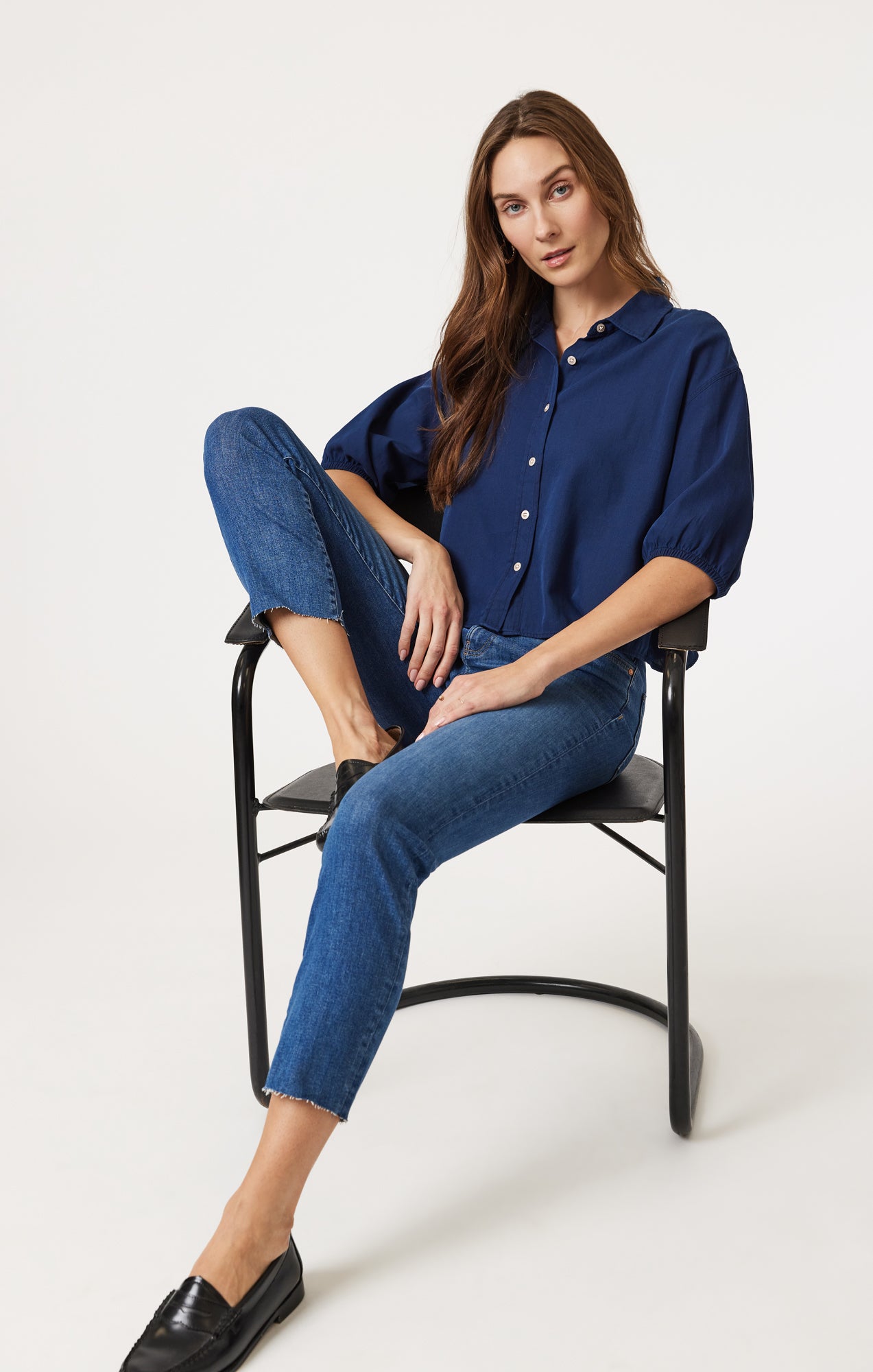 VIOLA STRAIGHT LEG IN MID BRUSHED FLEX BLUE - Mavi Jeans