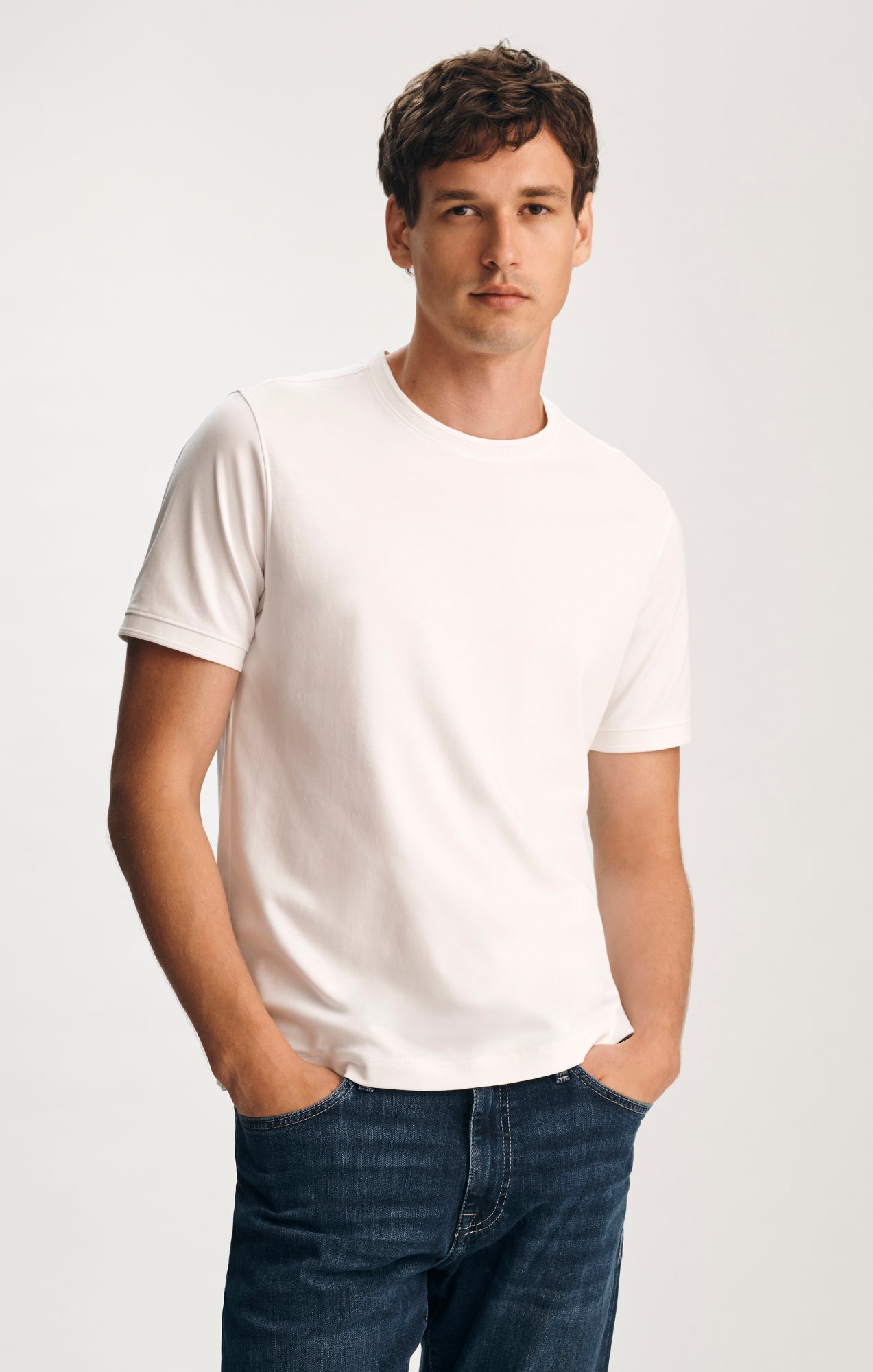 INTERLOCK CREW NECK T-SHIRT IN WHITE - Mavi Jeans
