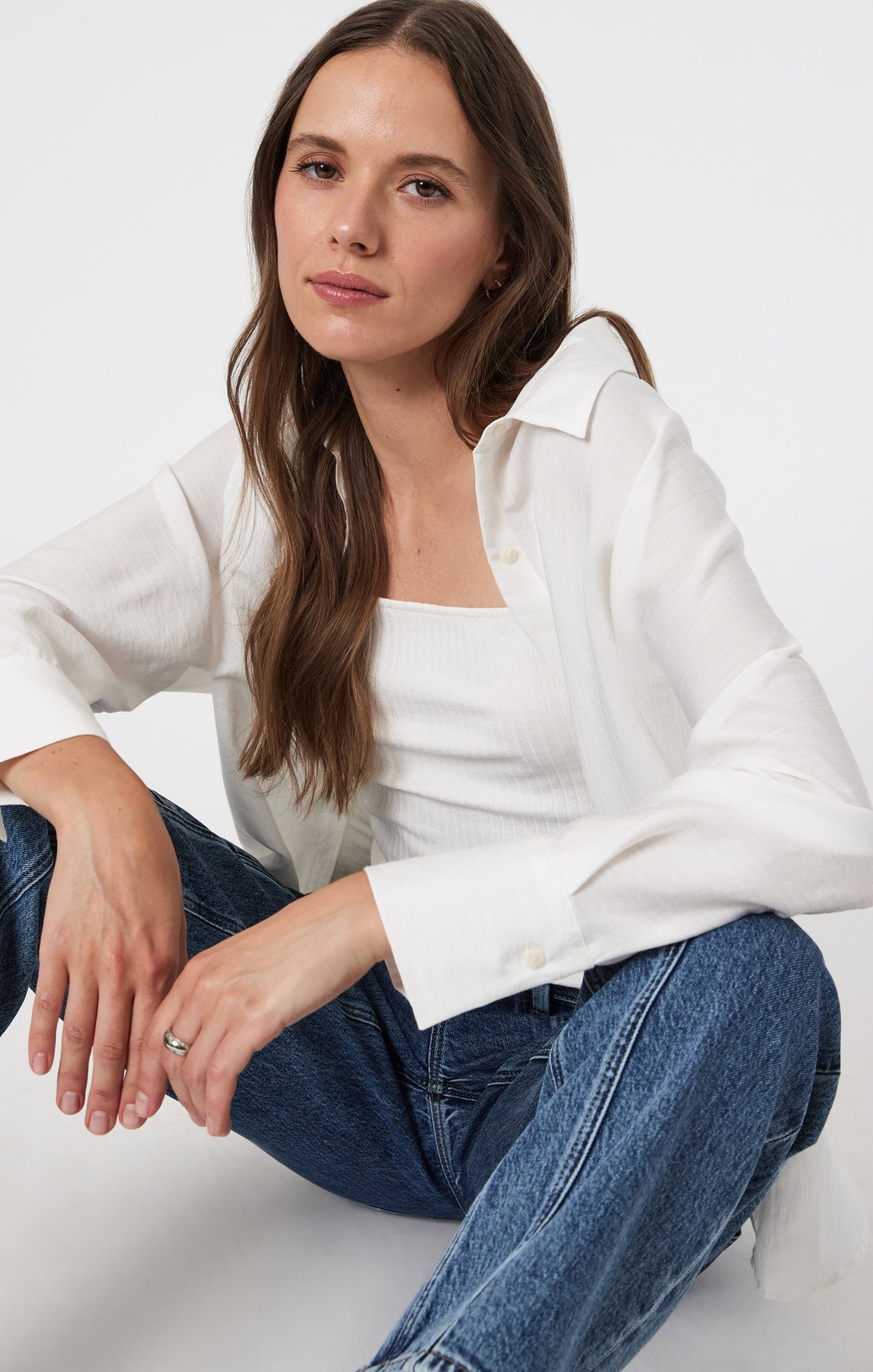MARISSA STRAIGHT LEG UTILITY IN MID BRUSHED CLASSIC BLUE - Mavi Jeans