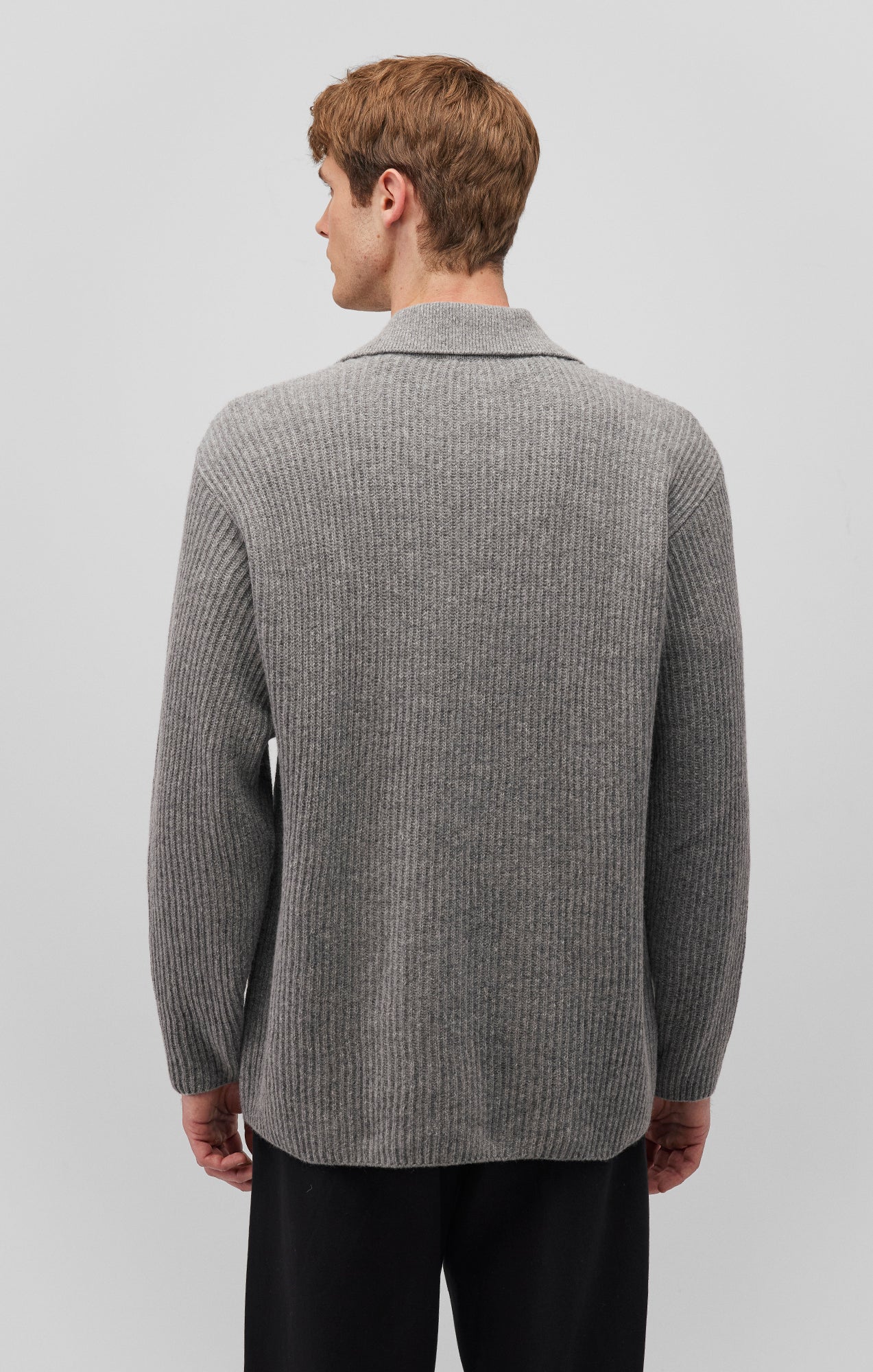 POLO COLLAR SWEATER IN GREY MELANGE - Mavi Jeans