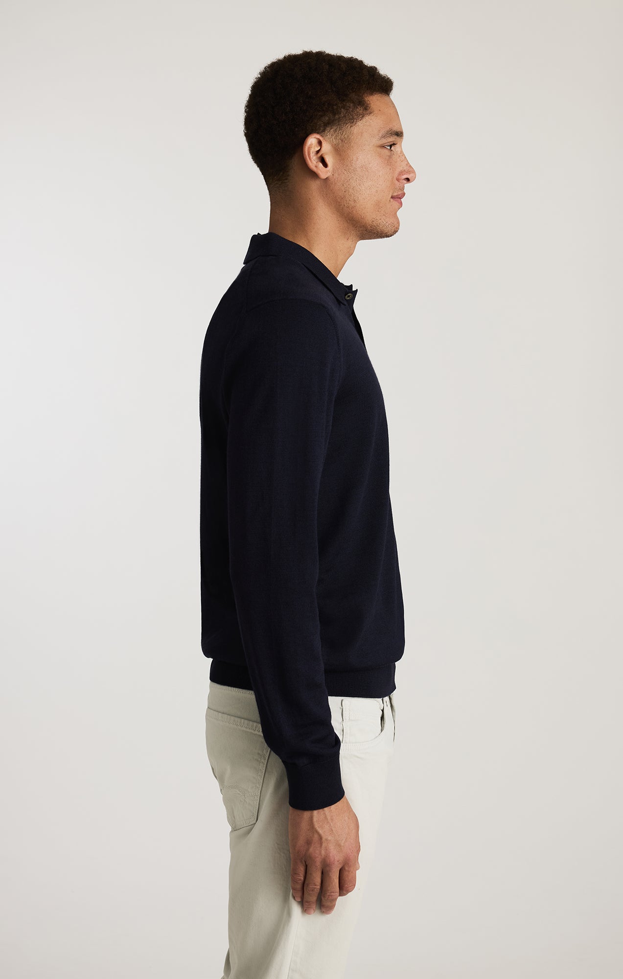 EDITION WOOL POLO SWEATER IN TOTAL ECLIPSE