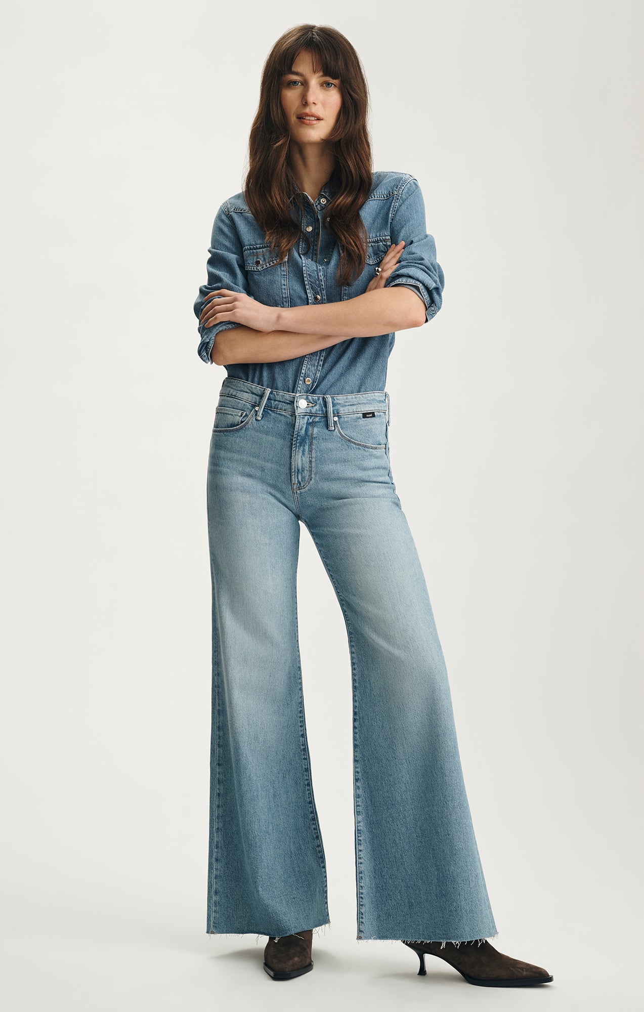 Mavi Women's Grace Relaxed Flare In Bleached Classic Blue – Mavi