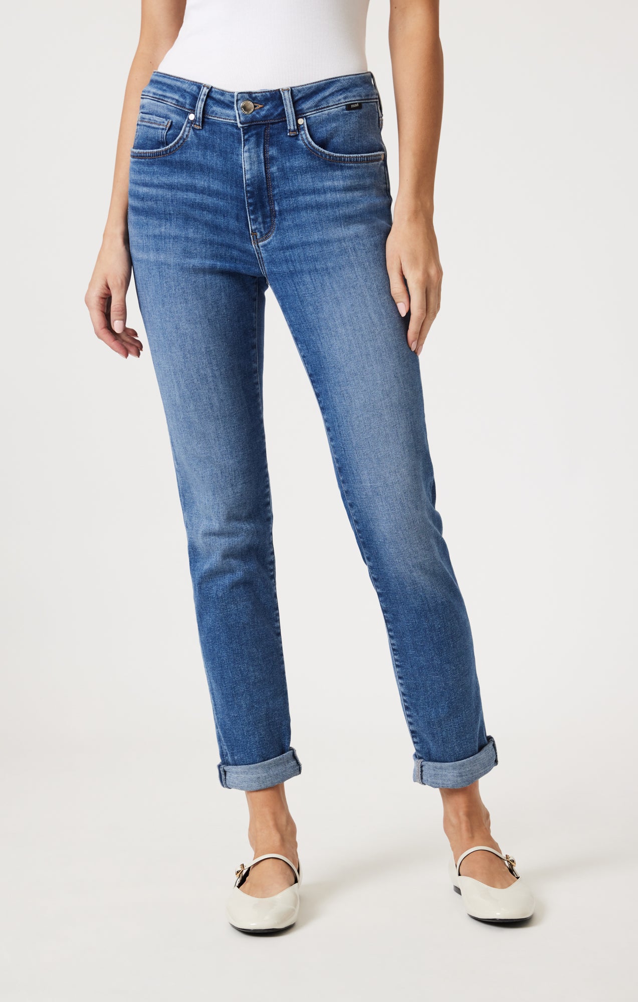 KATHLEEN SLIM BOYFRIEND IN MID BRUSHED FEATHER BLUE - Mavi Jeans
