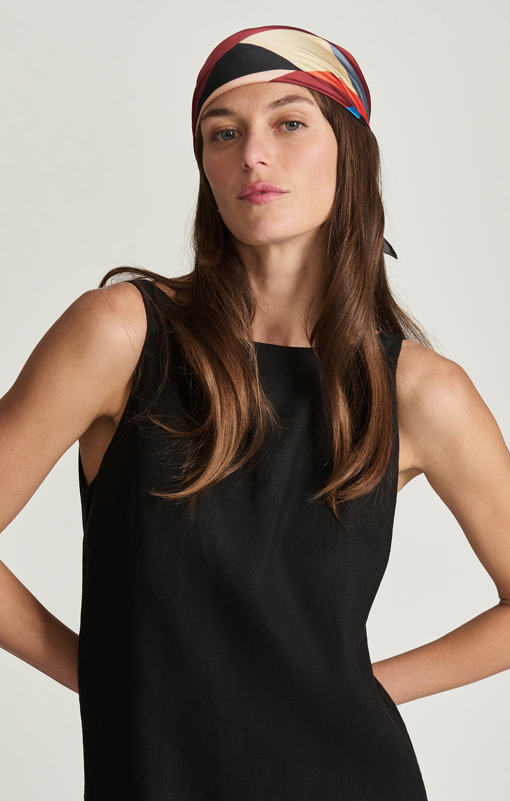 LINEN BOAT NECK MINI DRESS IN BLACK - Mavi Jeans