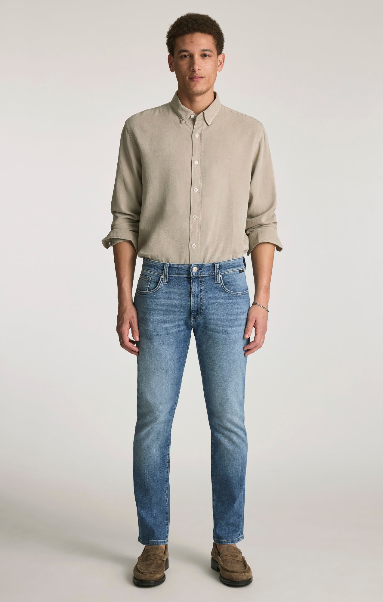 JAMBES DROITES MARCUS SLIM EN CUIR BROSSÉ CLASSIQUE VINTAGE LÉGER