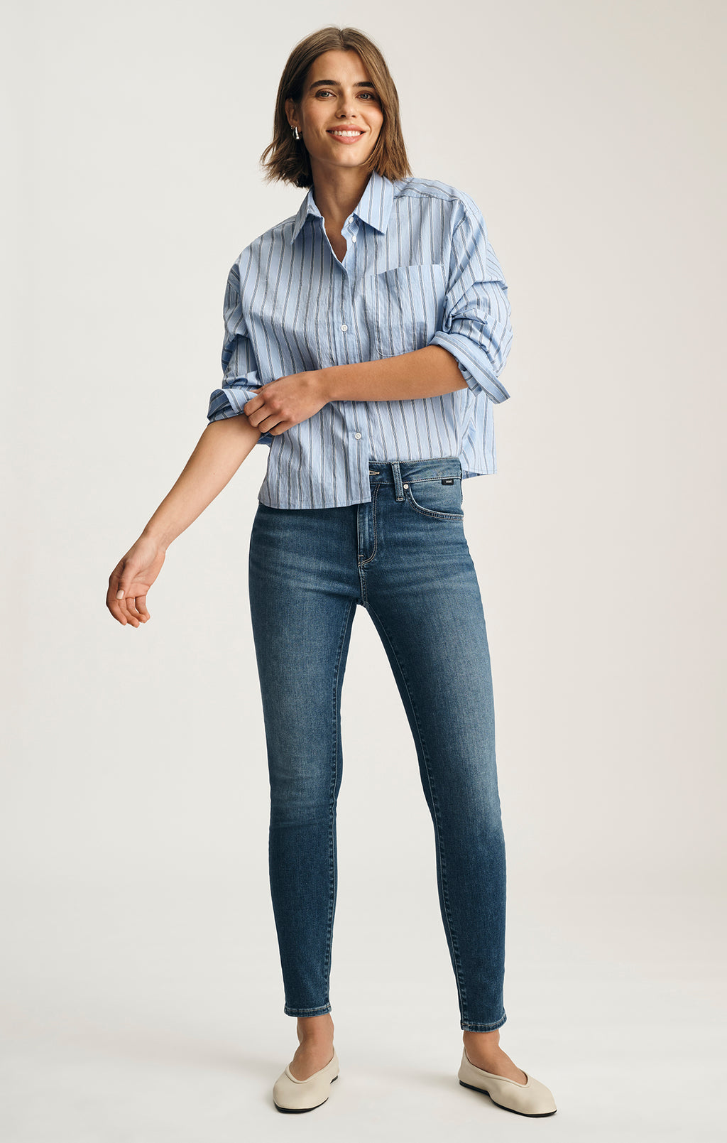 TESS SKINNY IN DARK BRUSHED FEATHER LUXE - Mavi Jeans