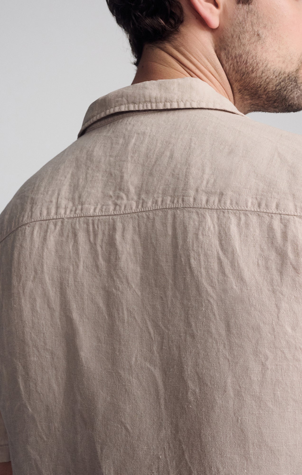 LINEN SHORT SLEEVE SHIRT IN SAND - Mavi Jeans